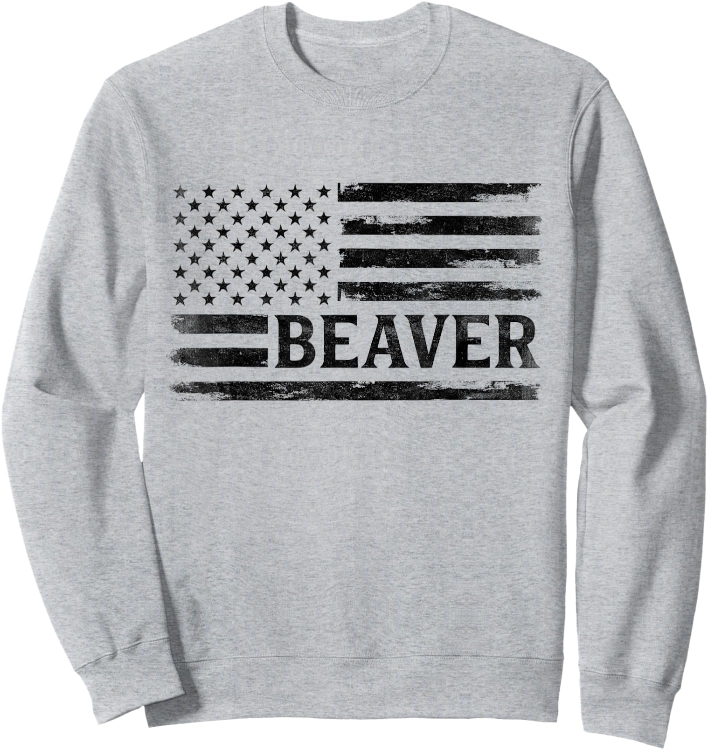 Beaver Black Vintage USA Flag Animal Lover Sweatshirt - Sweatshirt | Ash