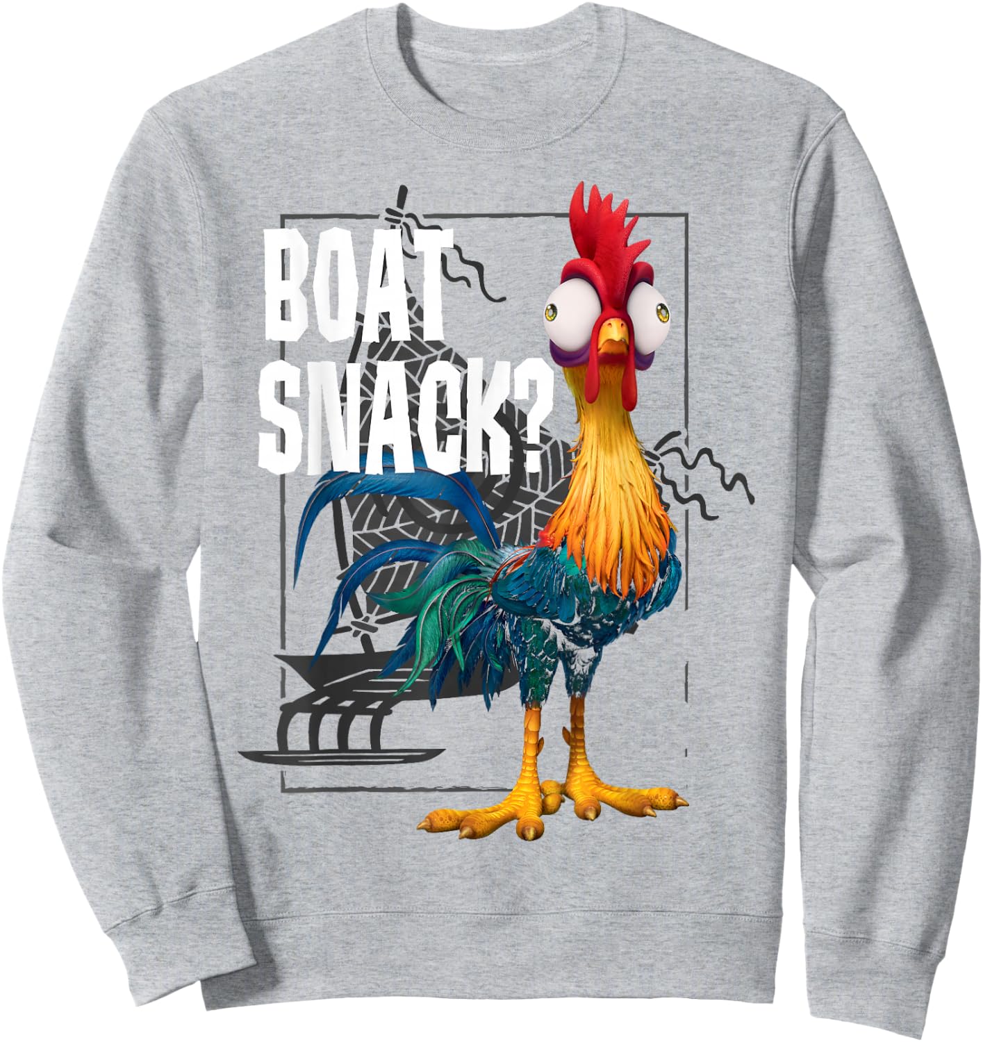 Disney Moana HEI HEI Boat Snack Vintage Style Poster Sweatshirt - Sweatshirt | Ash