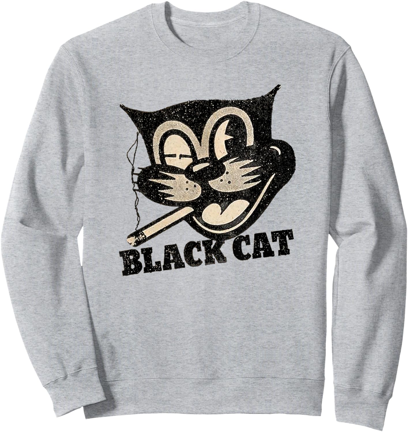 Vintage Retro Black Cat Smoking Halloween Gift Sweatshirt - Sweatshirt | Ash