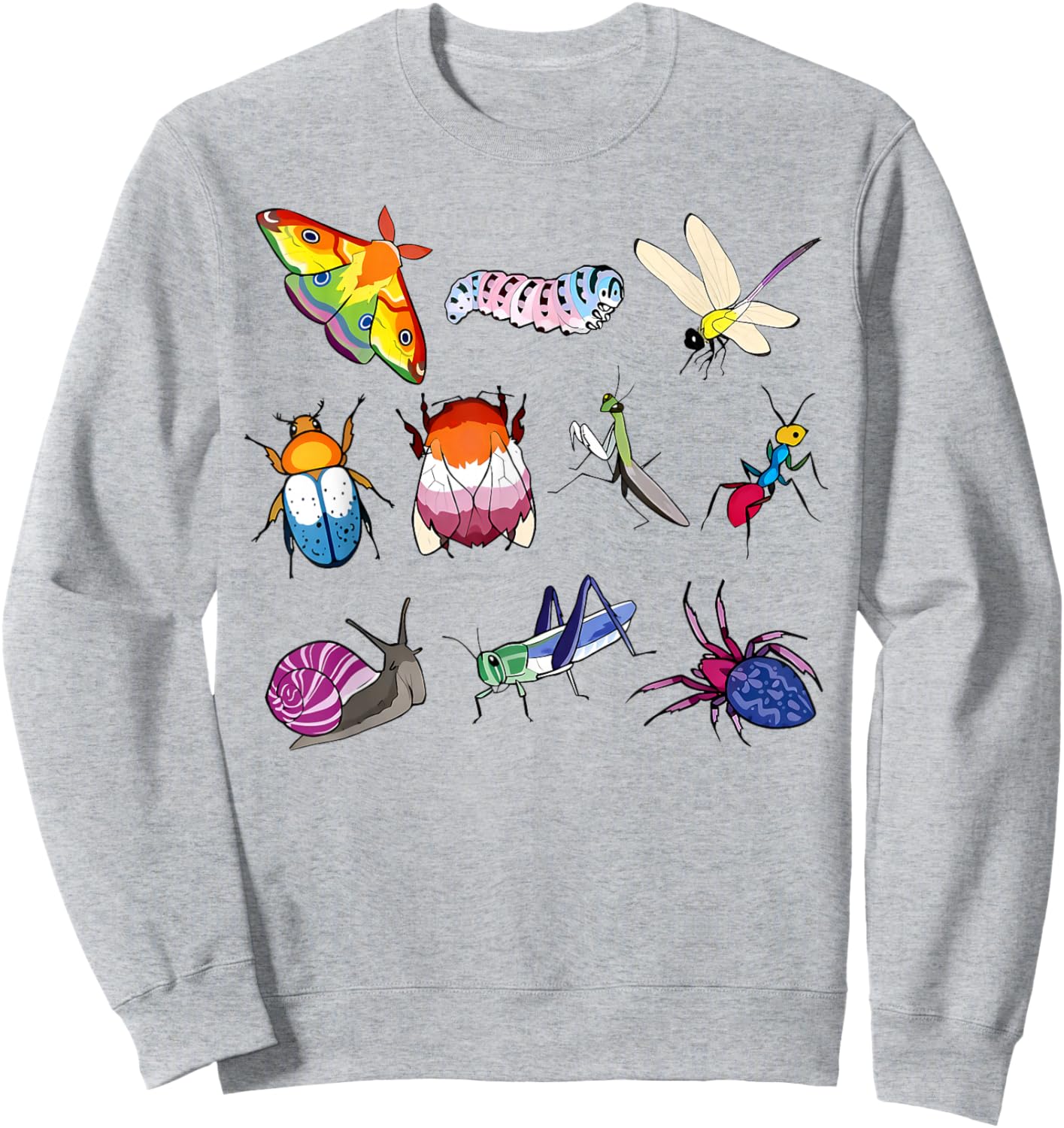Insect Rainbow LGBT Gay Lesbian Bisexual Transgender Pride Sweatshirt - Sweatshirt | Ash