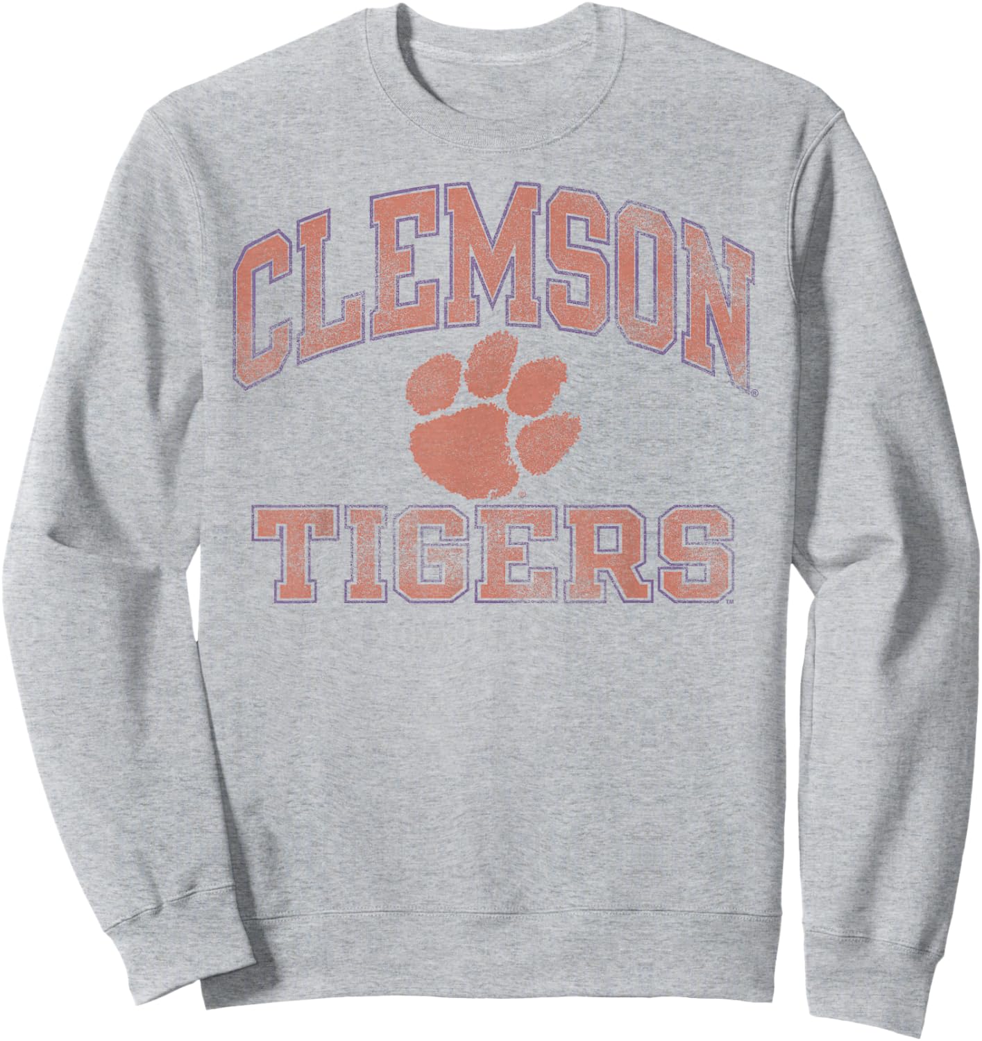 Clemson Tigers Vintage Worn Gray Officially Licensed Sweatshirt - Sweatshirt | Ash