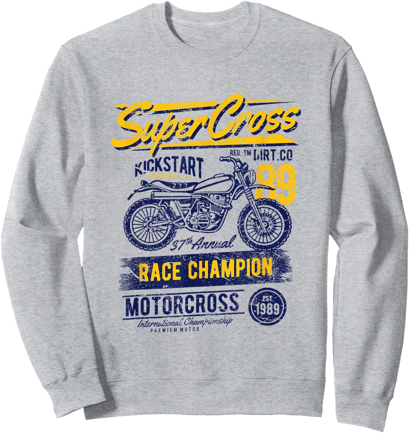 Supercross Race Champion Vintage Motorcycle Eighties Sweatshirt - Sweatshirt | Ash