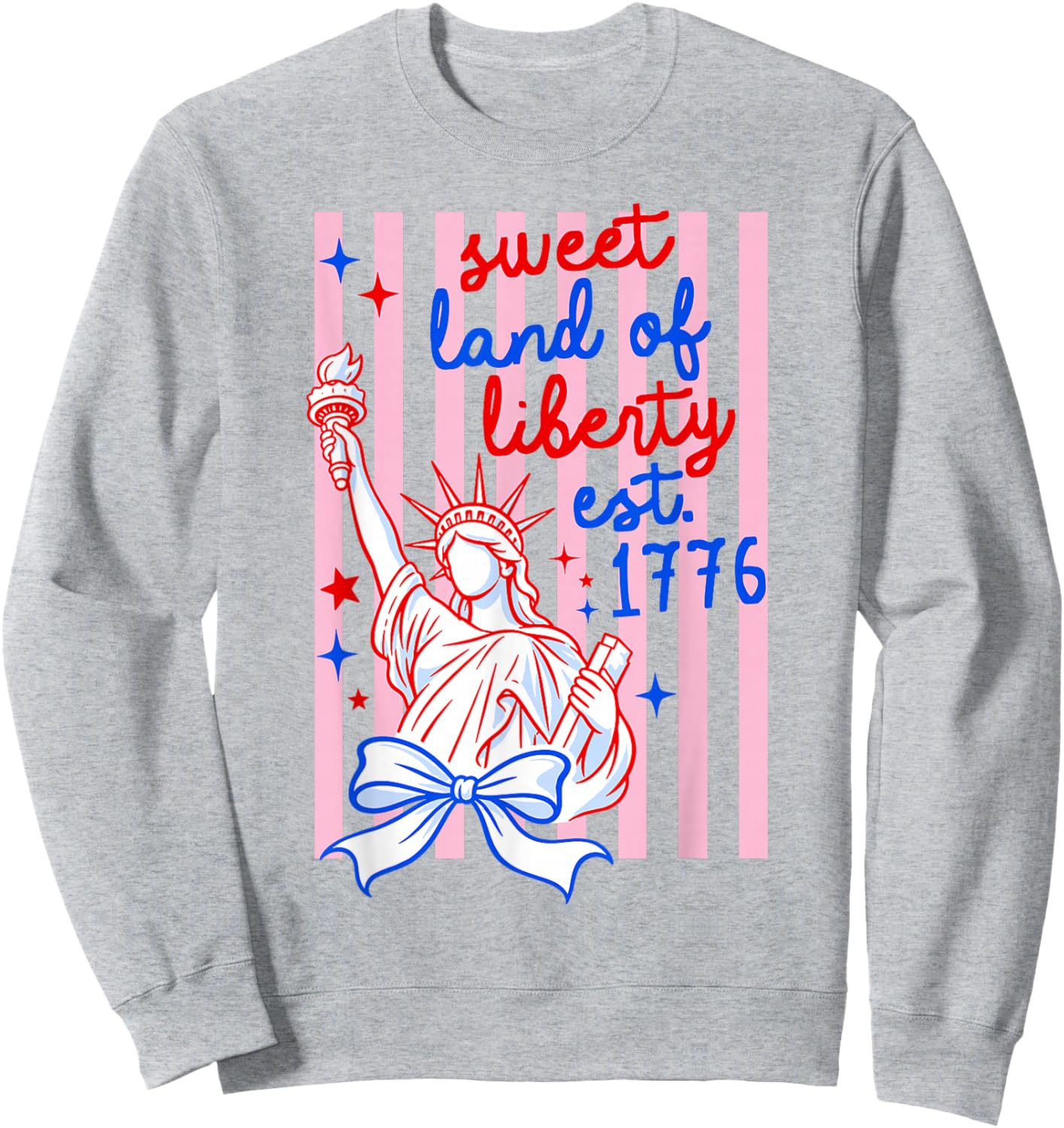 Sweet Land of Liberty Est 1776 4th July USA Flag Men Women Sweatshirt - Sweatshirt | Ash