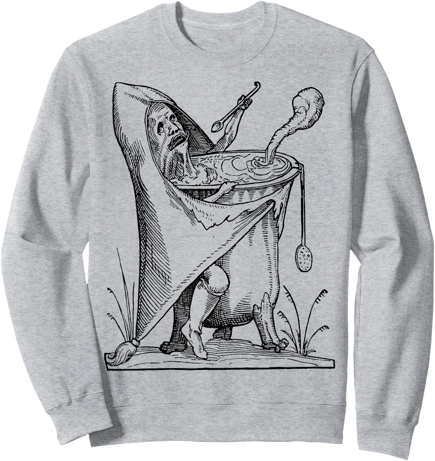 SOUP MAN - "Pantagruel" Weird Medieval Art Print Sweatshirt - Sweatshirt | Ash