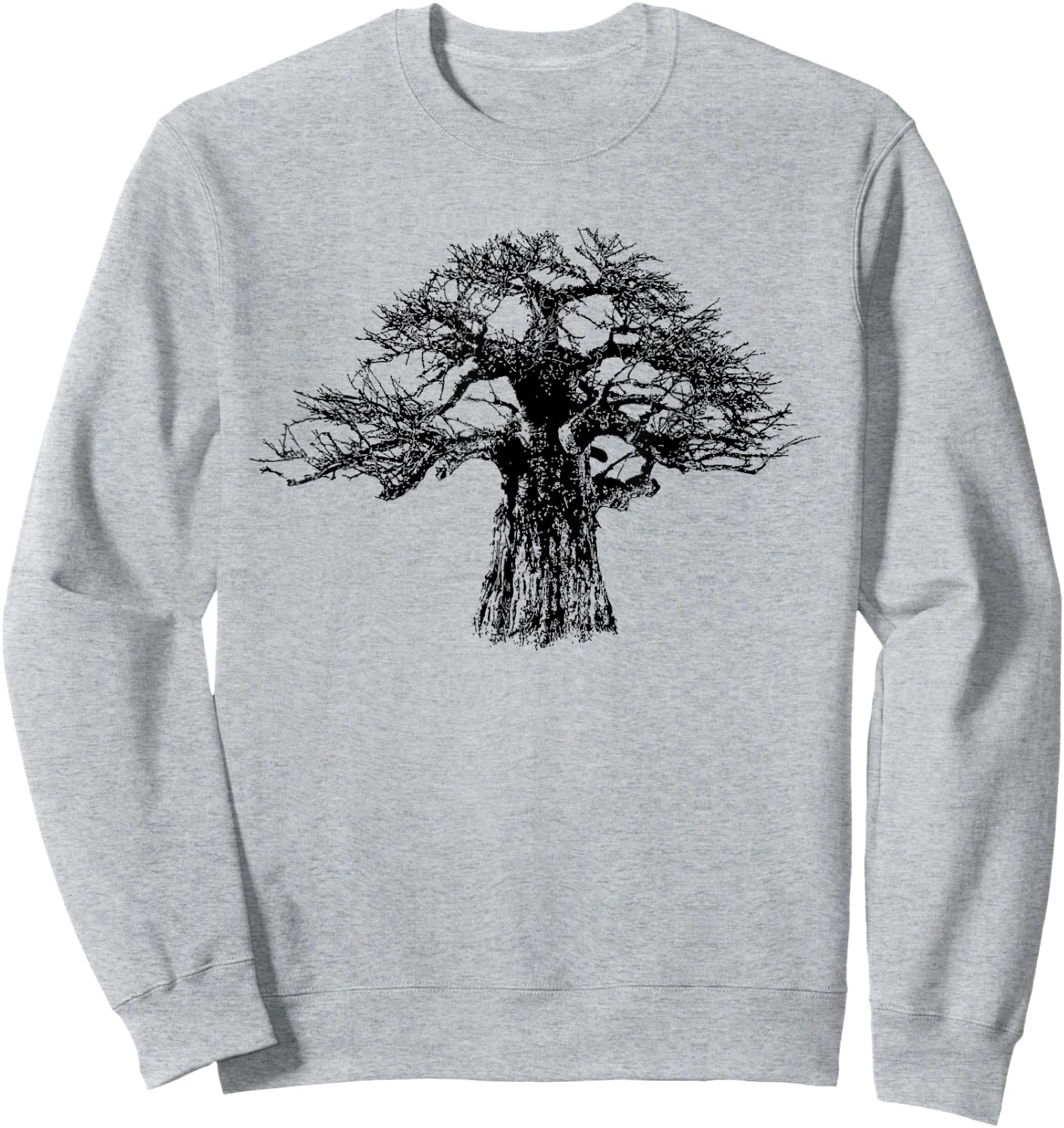 Giant Baobab Tree in Bold Monochrome for Tree Lovers Sweatshirt - Sweatshirt | Ash