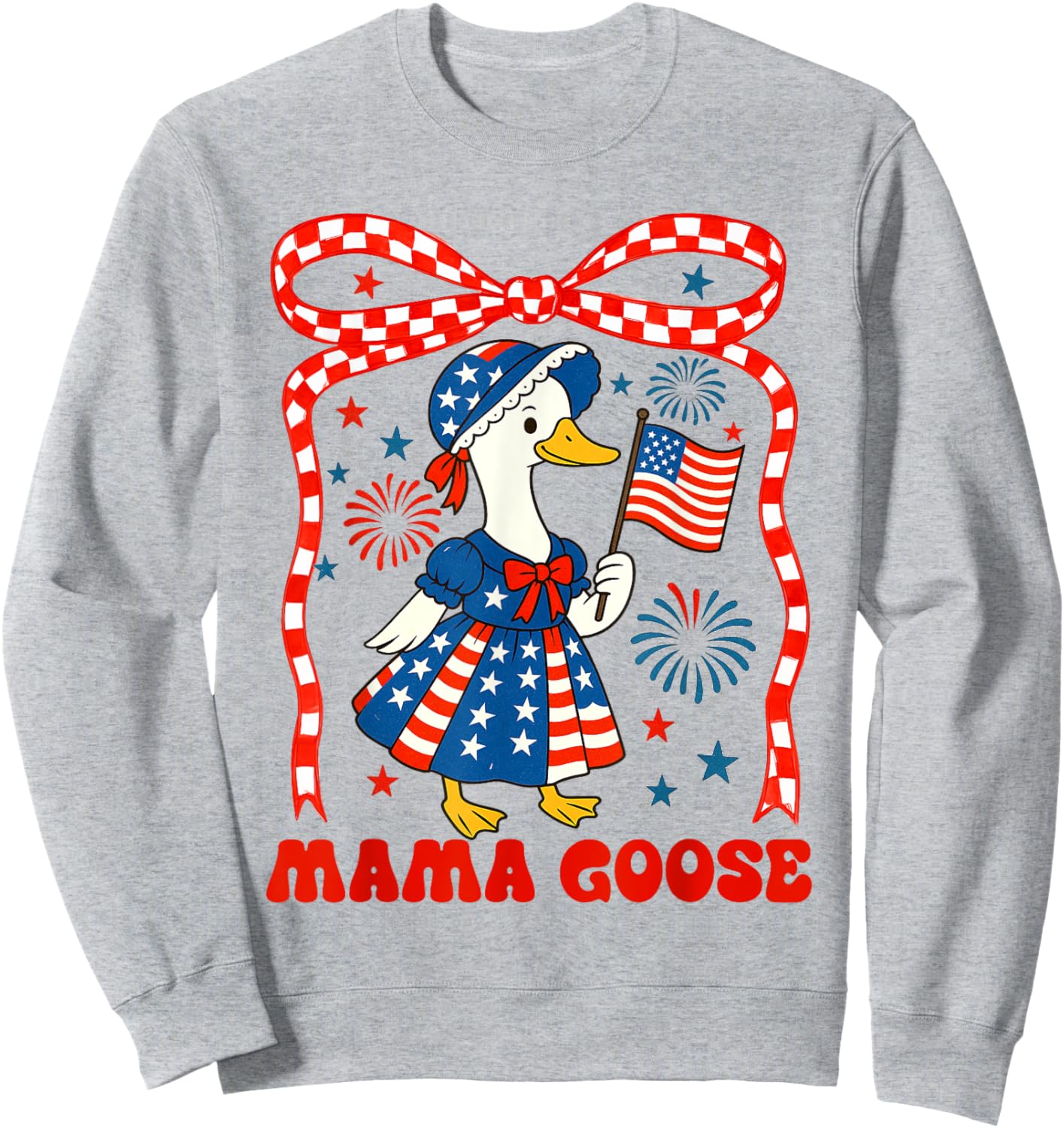 4th Of July Patriotic Mom American Silly Goose Mama Goose Sweatshirt - Sweatshirt | Ash