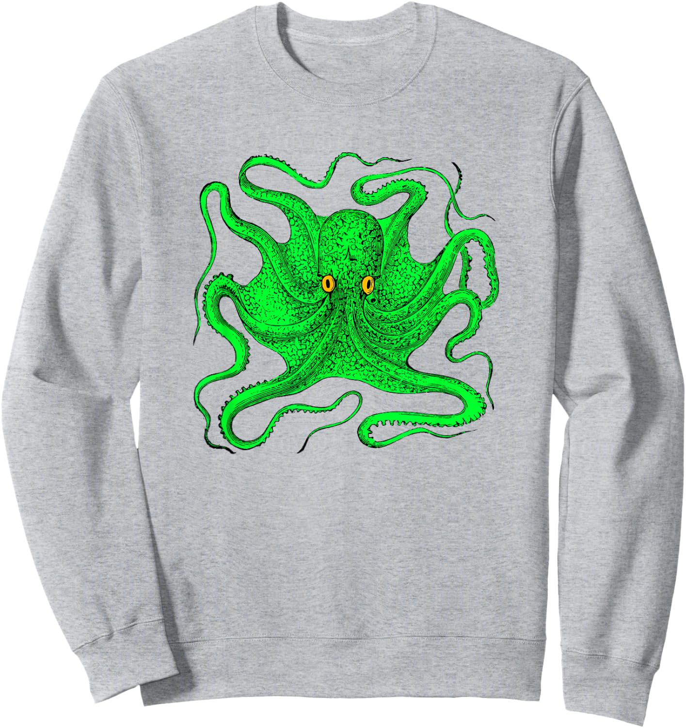 Octopus Shirt (green with yellow eyes) Sweatshirt - Sweatshirt | Ash