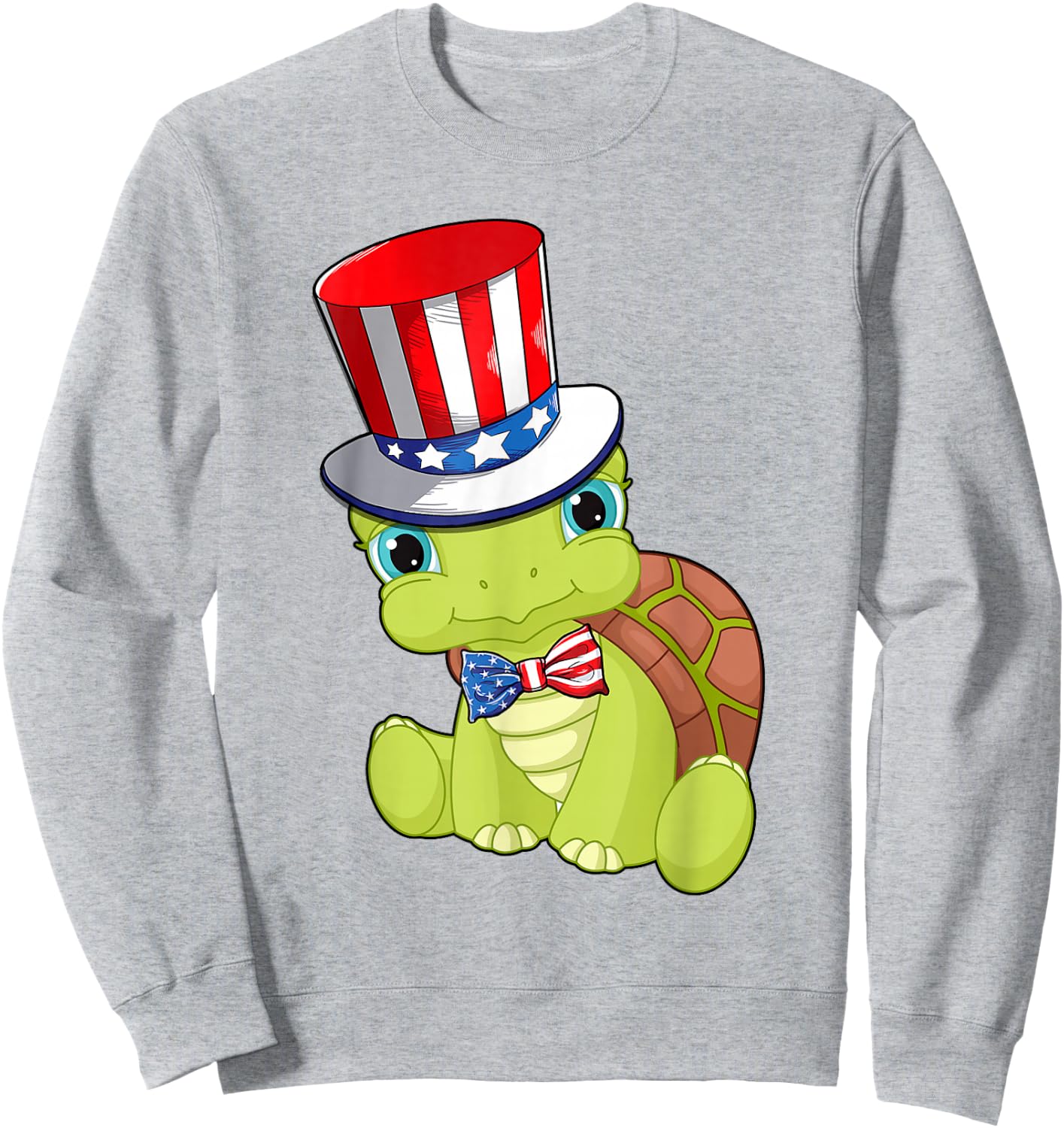 Turtle American Flag Hat Patriotic 4th Of July Shirt Gifts Women Kids Men Sweatshirt - Sweatshirt | Ash