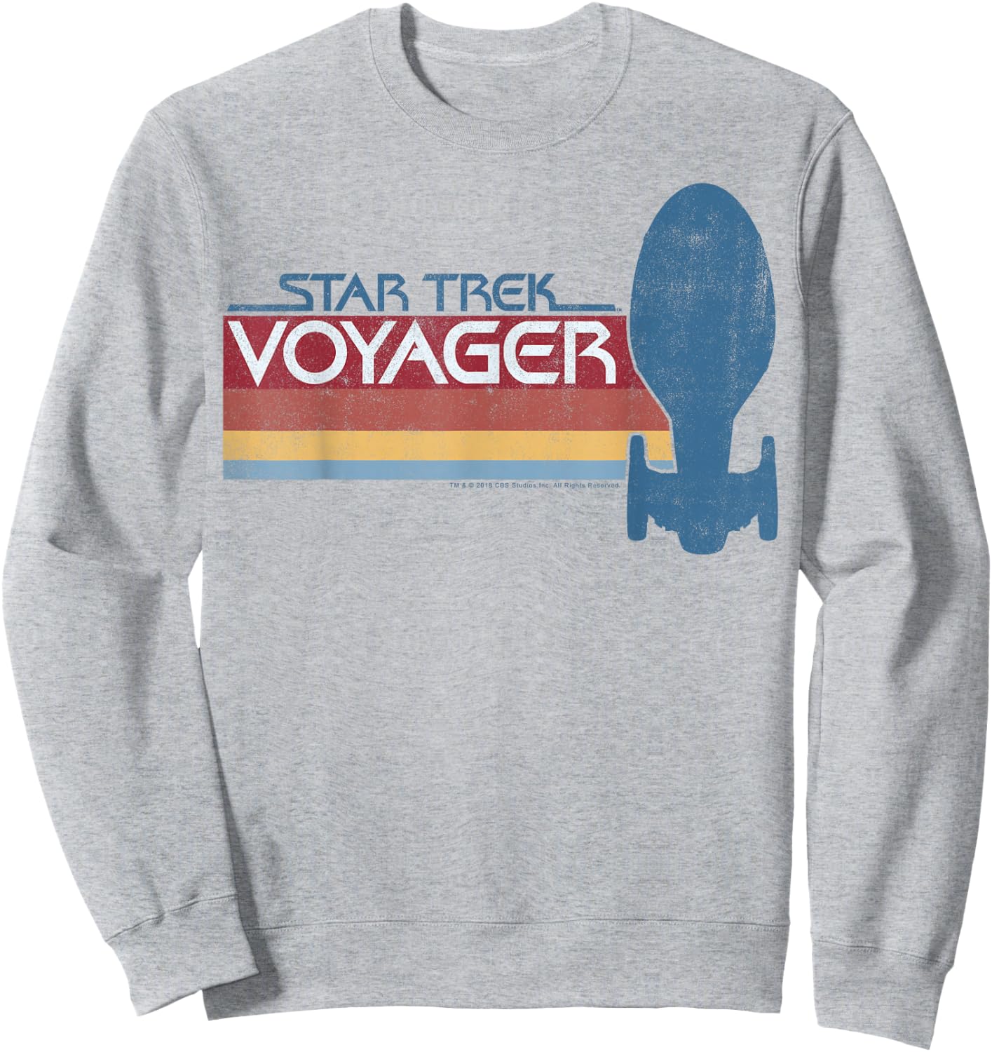 Star Trek Voyager Retro Rainbow Stripe Sweatshirt - Sweatshirt | Ash