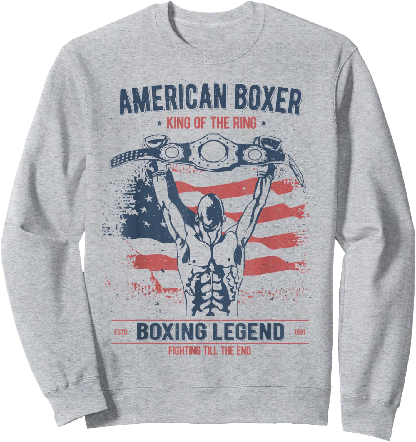 Boxing Shirts Vintage Style Gifts USA American Boxer Sweatshirt - Sweatshirt | Ash
