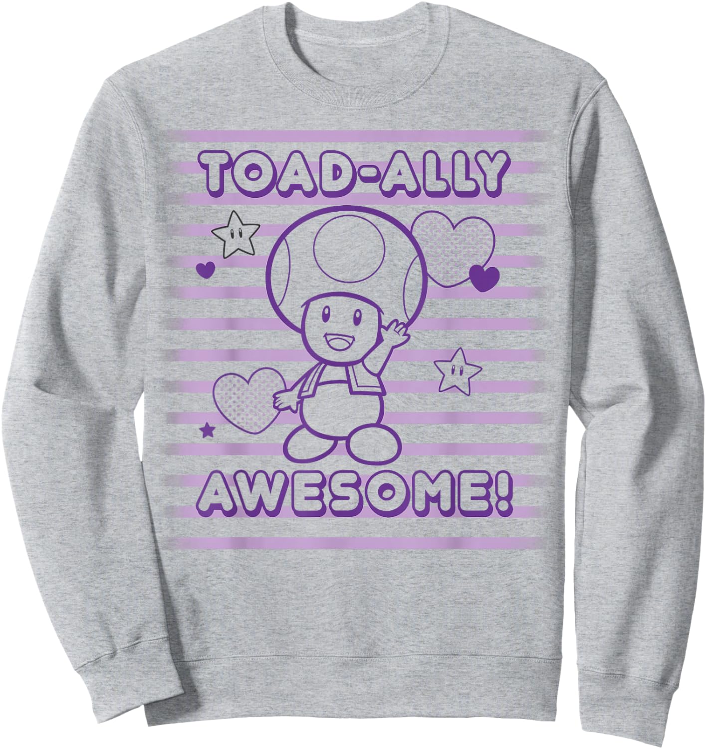 Nintendo Super Mario Toad-Ally Awesome Cute Graphic Sweatshirt - Sweatshirt | Ash
