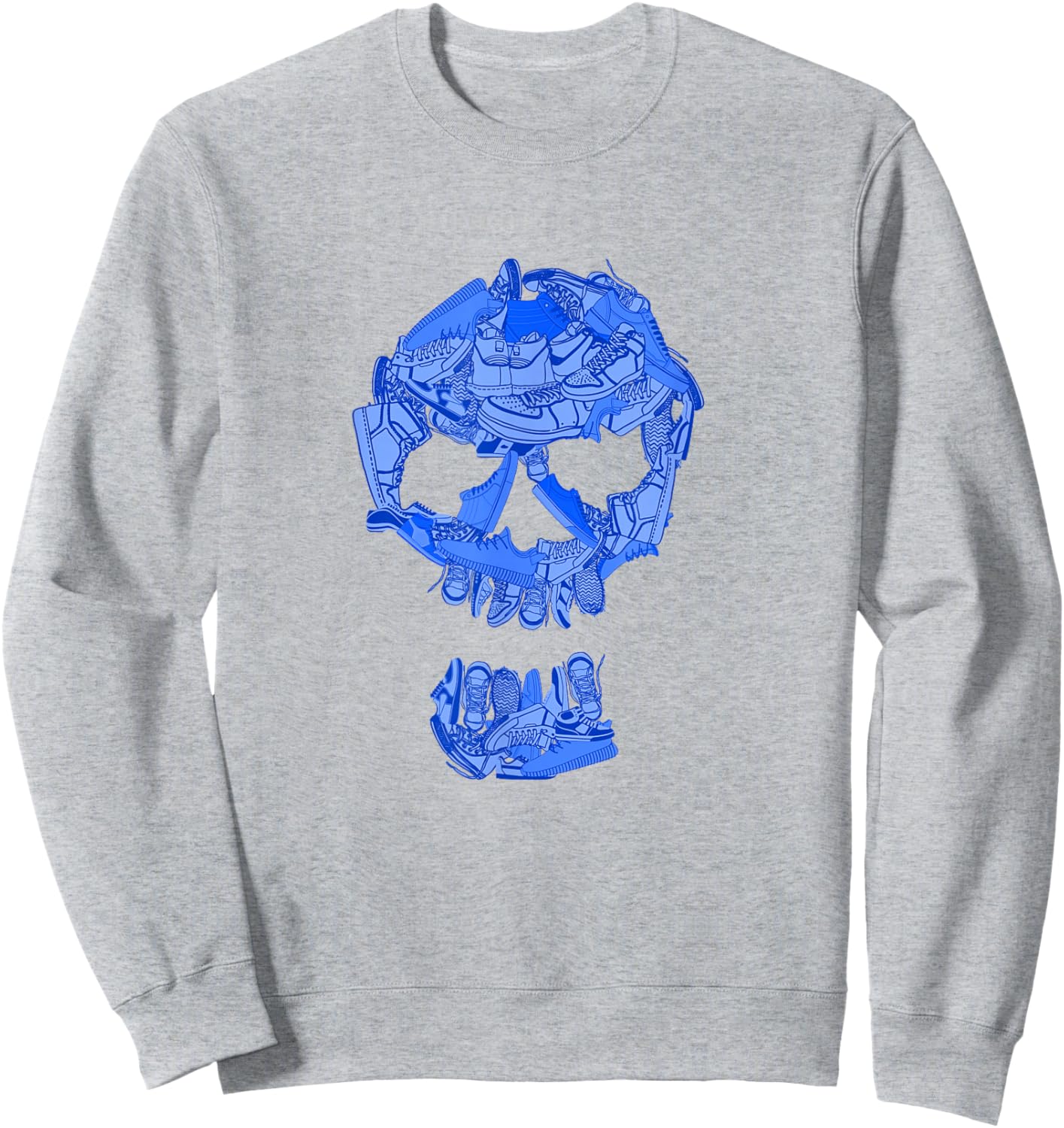 Blue Sneaker Skull WT Blue Graphic Sweatshirt - Sweatshirt | Ash