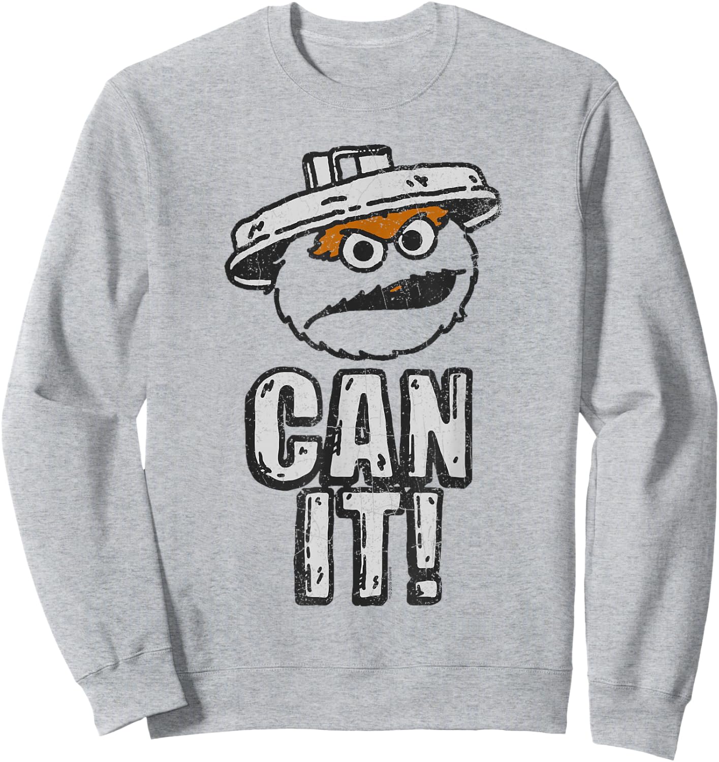 Sesame Street Oscar The Grouch Can It Sweatshirt - Sweatshirt | Ash