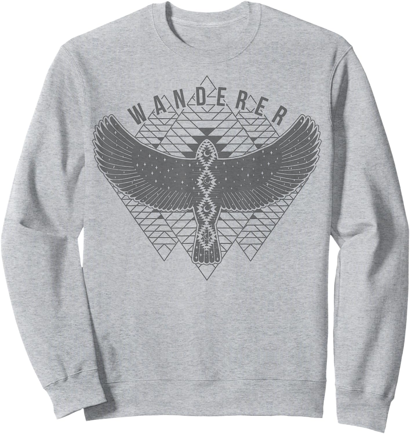 Wanderer Free Spirit Bird Geometric Triangle Sweatshirt - Sweatshirt | Ash