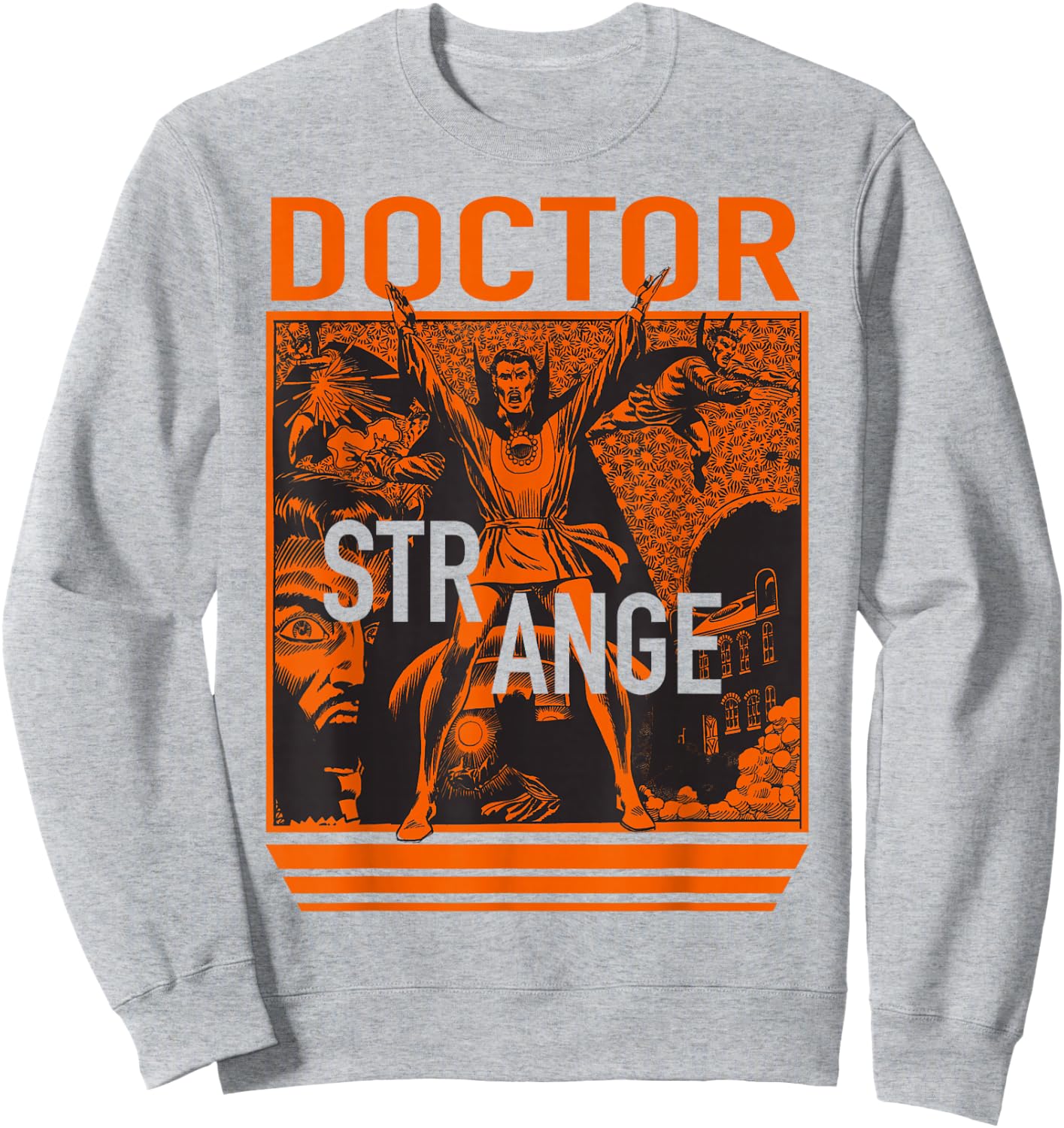 Marvel Doctor Strange Orange Retro Comic Graphic Sweatshirt - Sweatshirt | Ash