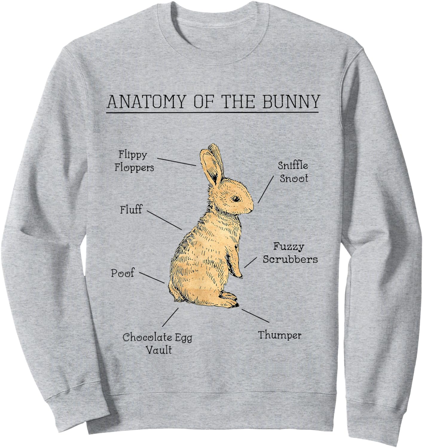 Anatomy Of The Bunny Cute Animal Love Rabbit Easter Funny Sweatshirt - Sweatshirt | Ash
