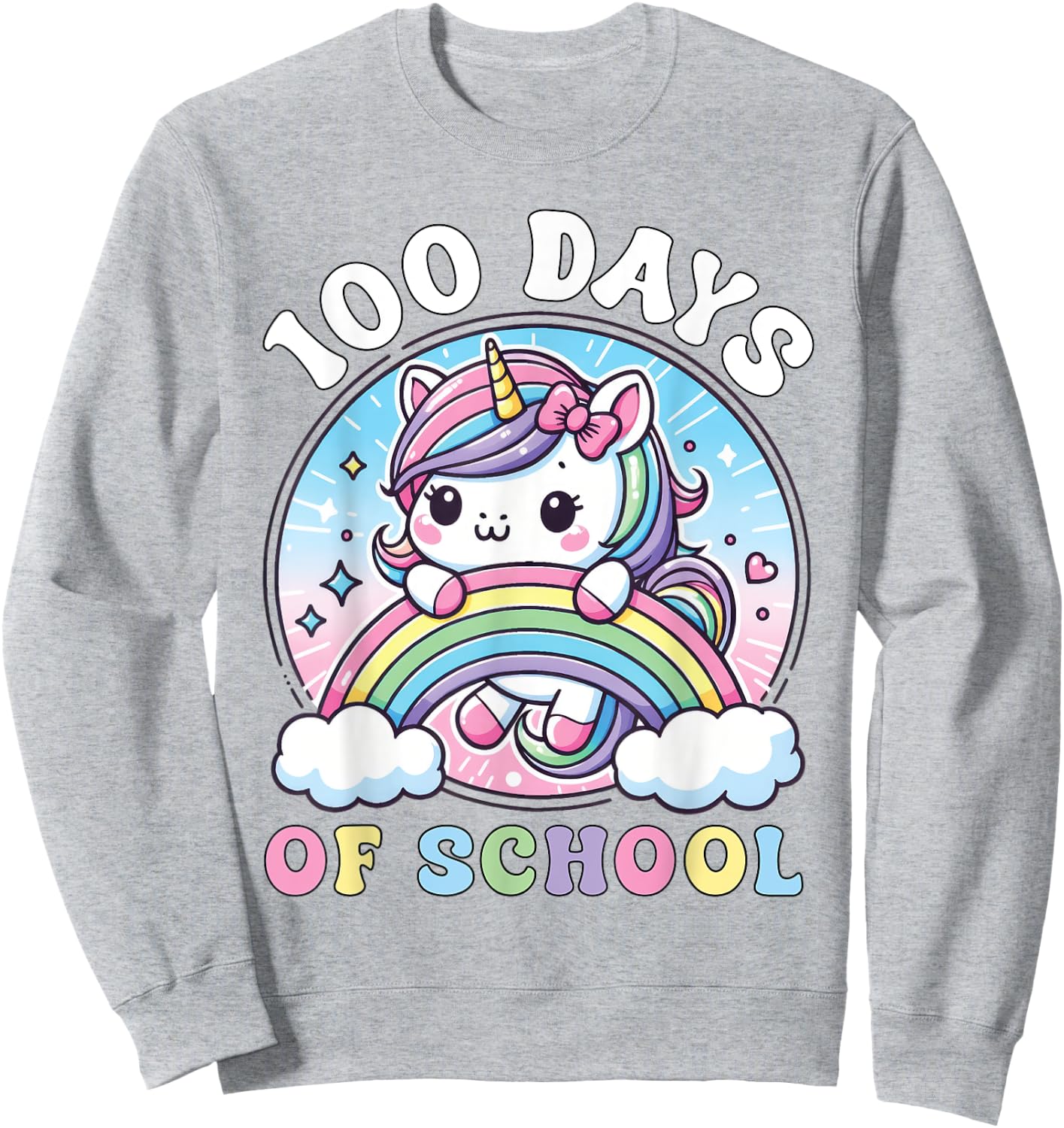 Cute 100 Days of School Girls Unicorn 100th Day School kids Sweatshirt - Sweatshirt | Ash