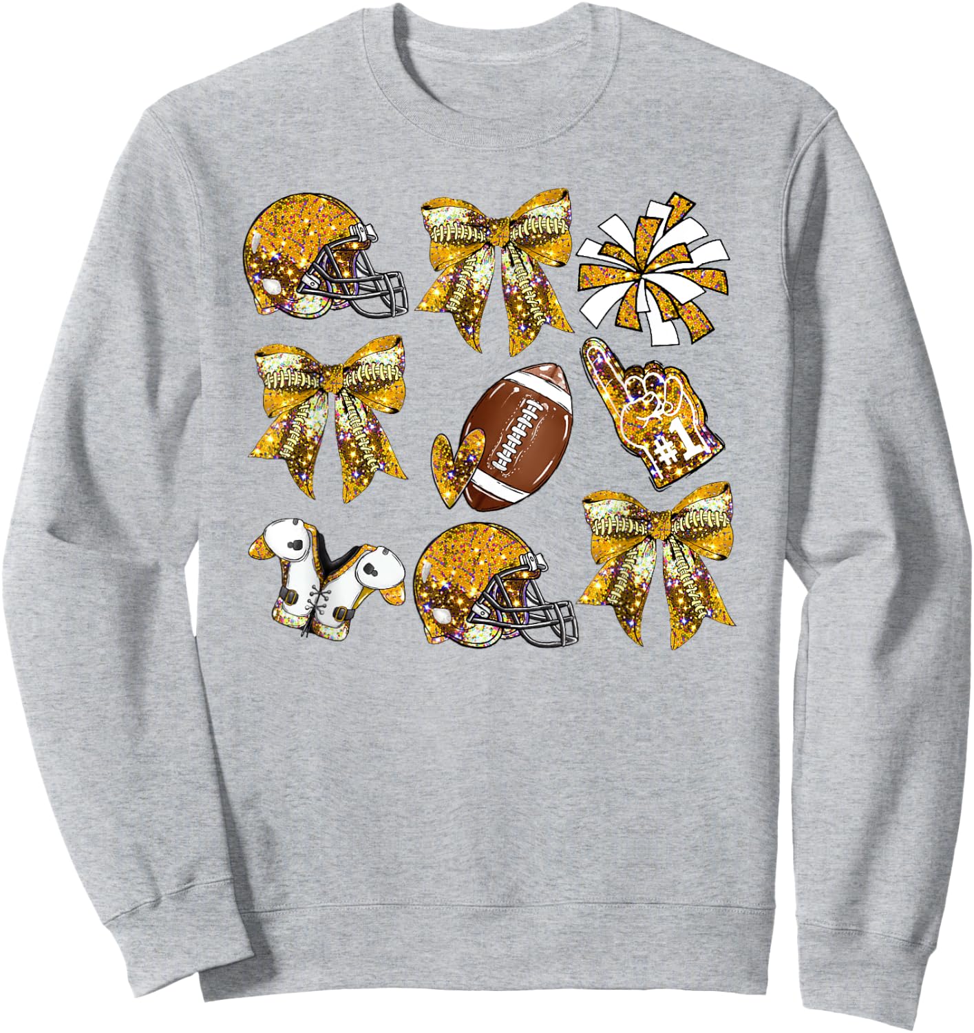 Yellow Coquette Bow Football Game Day Women Girls Kids Sweatshirt - Sweatshirt | Ash