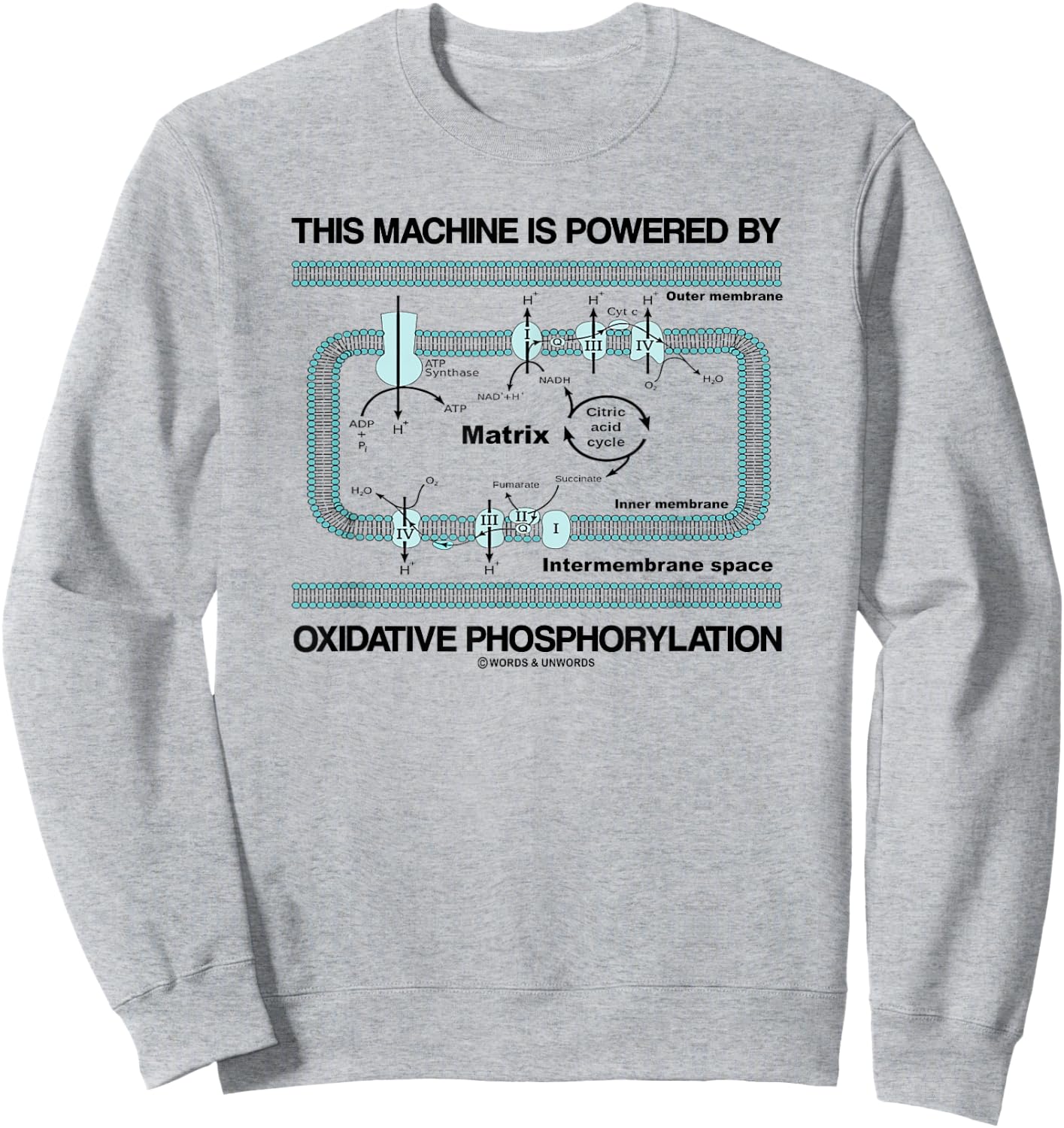This Machine Is Powered By Oxidative Phosphorylation Humor Sweatshirt - Sweatshirt | Ash