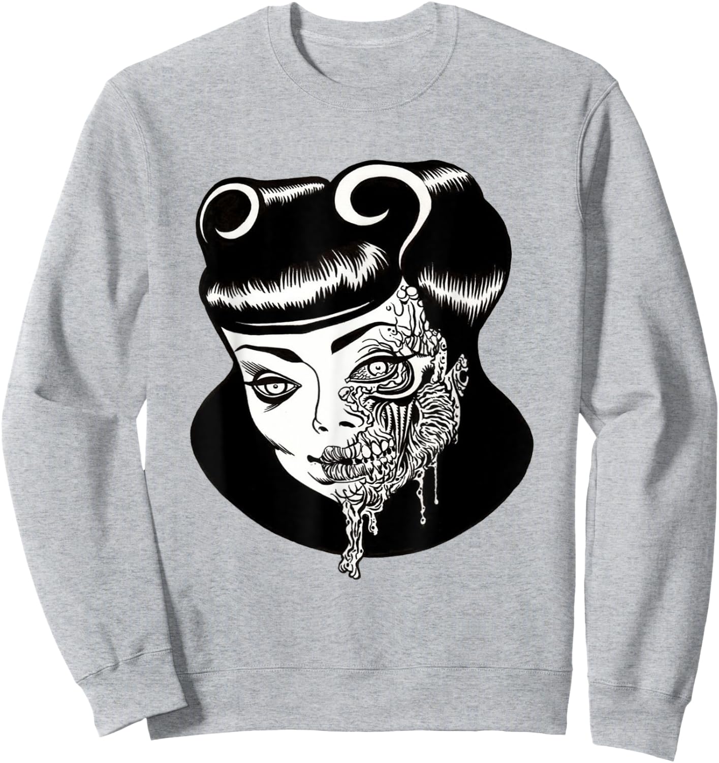 Zombie Pin-Up Girl Head Sweatshirt - Sweatshirt | Ash