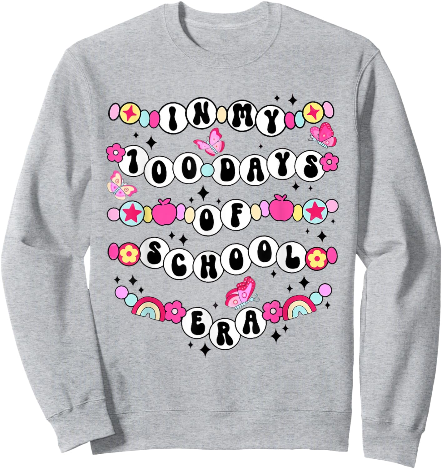 In My 100 Day Of School Era Friendship Bracelet Teacher Sweatshirt - Sweatshirt | Ash