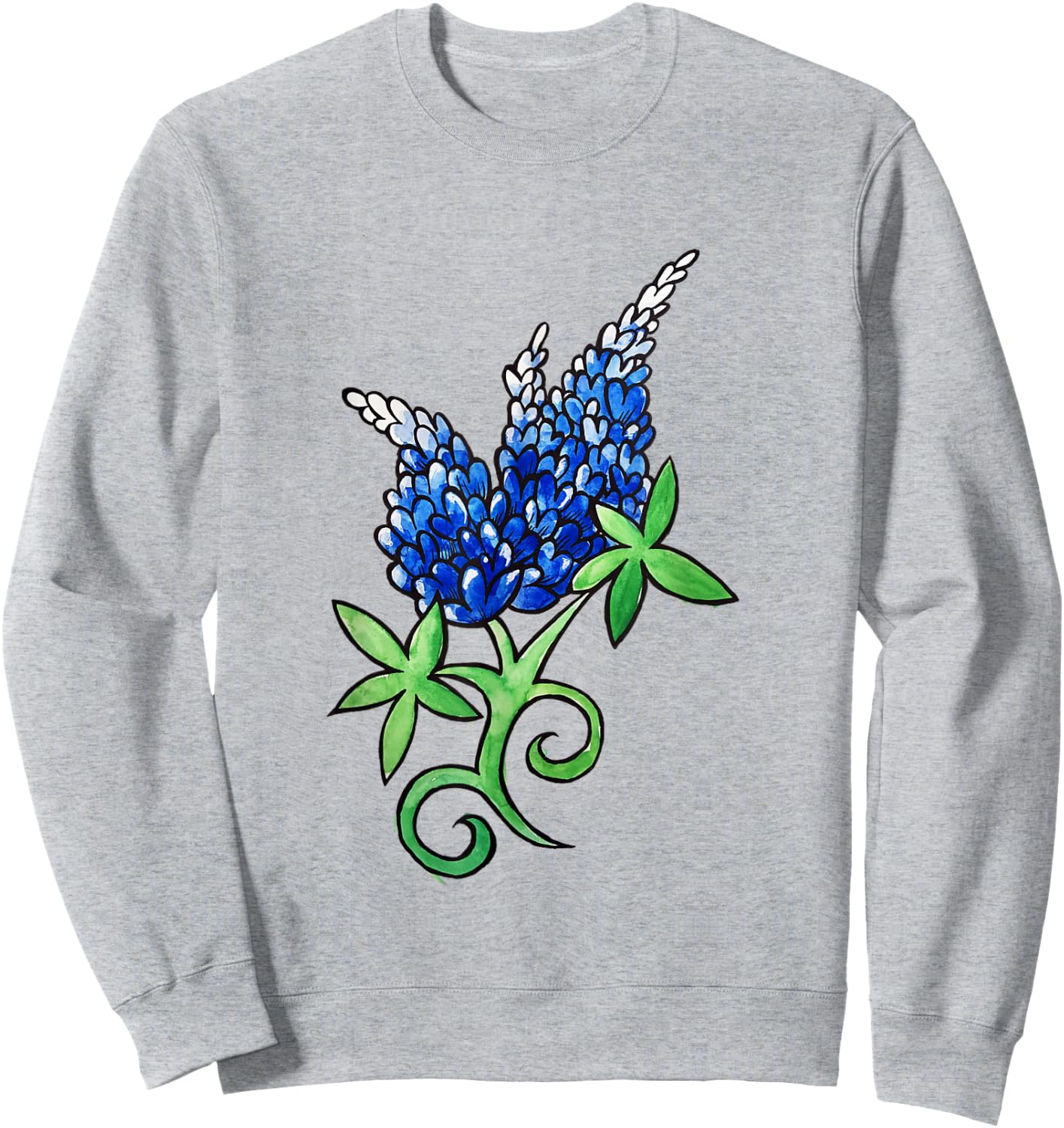Texas Bluebonnet artistic watercolor texas shirt Sweatshirt - Sweatshirt | Ash