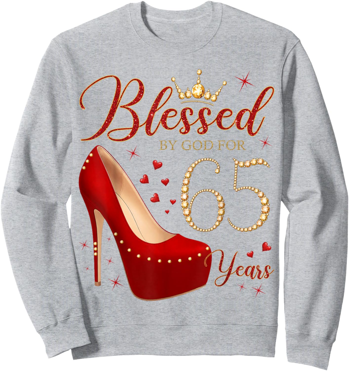 Blessed By God for 65 Years Old 65th Birthday Party Sweatshirt - Sweatshirt | Ash