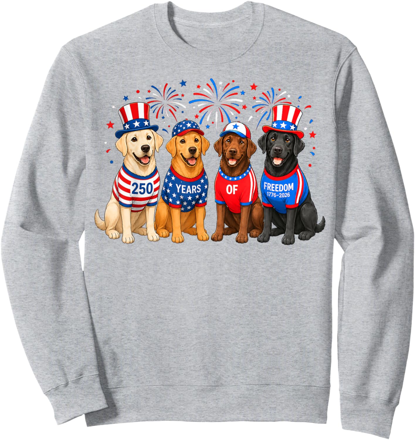 Cute 250 Anniversary USA Lab Dog Mom Dog Dad 4th of July Sweatshirt - Sweatshirt | Ash