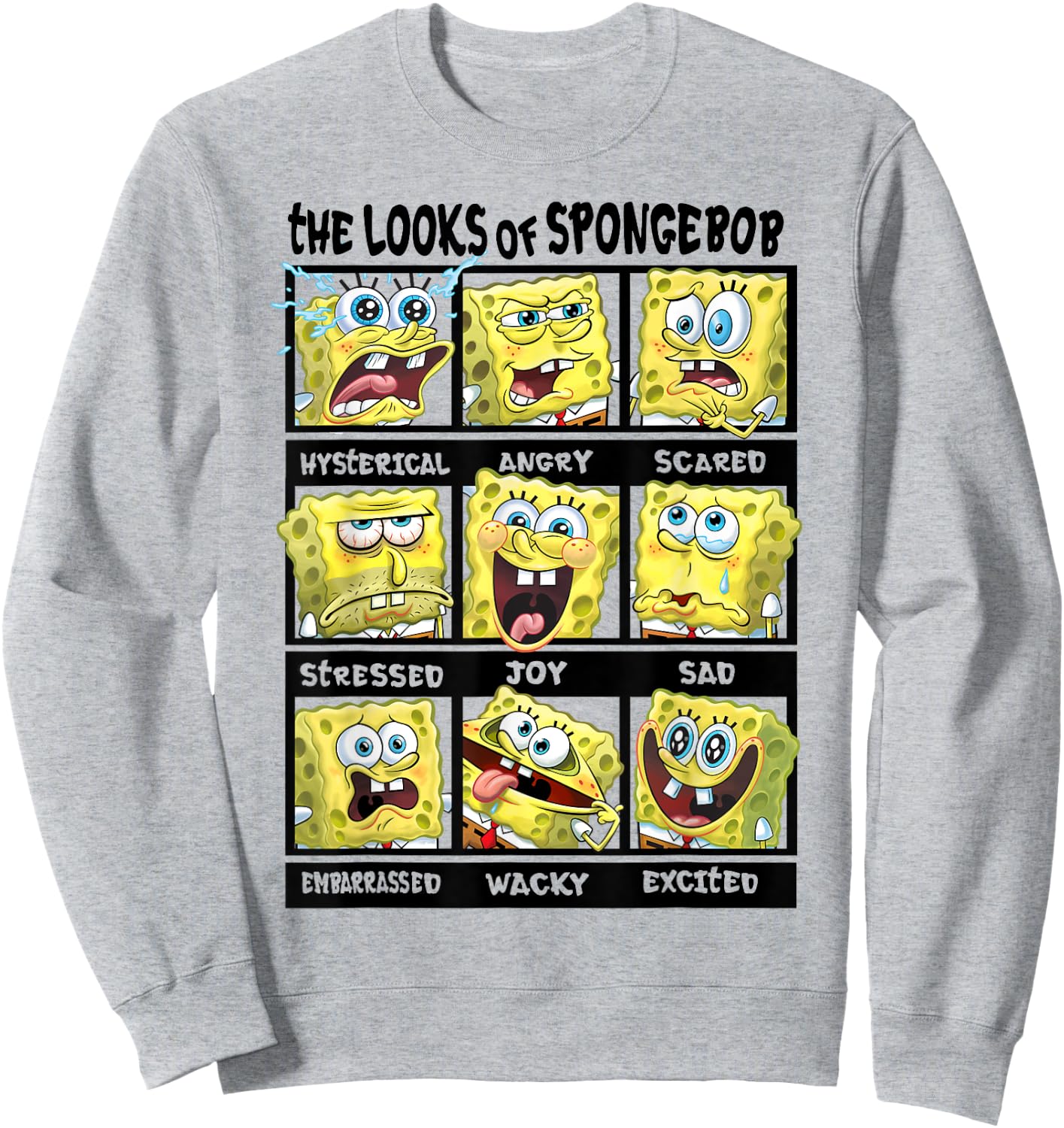 Spongebob SquarePants Multiple Looks & Emotions Sweatshirt - Sweatshirt | Ash