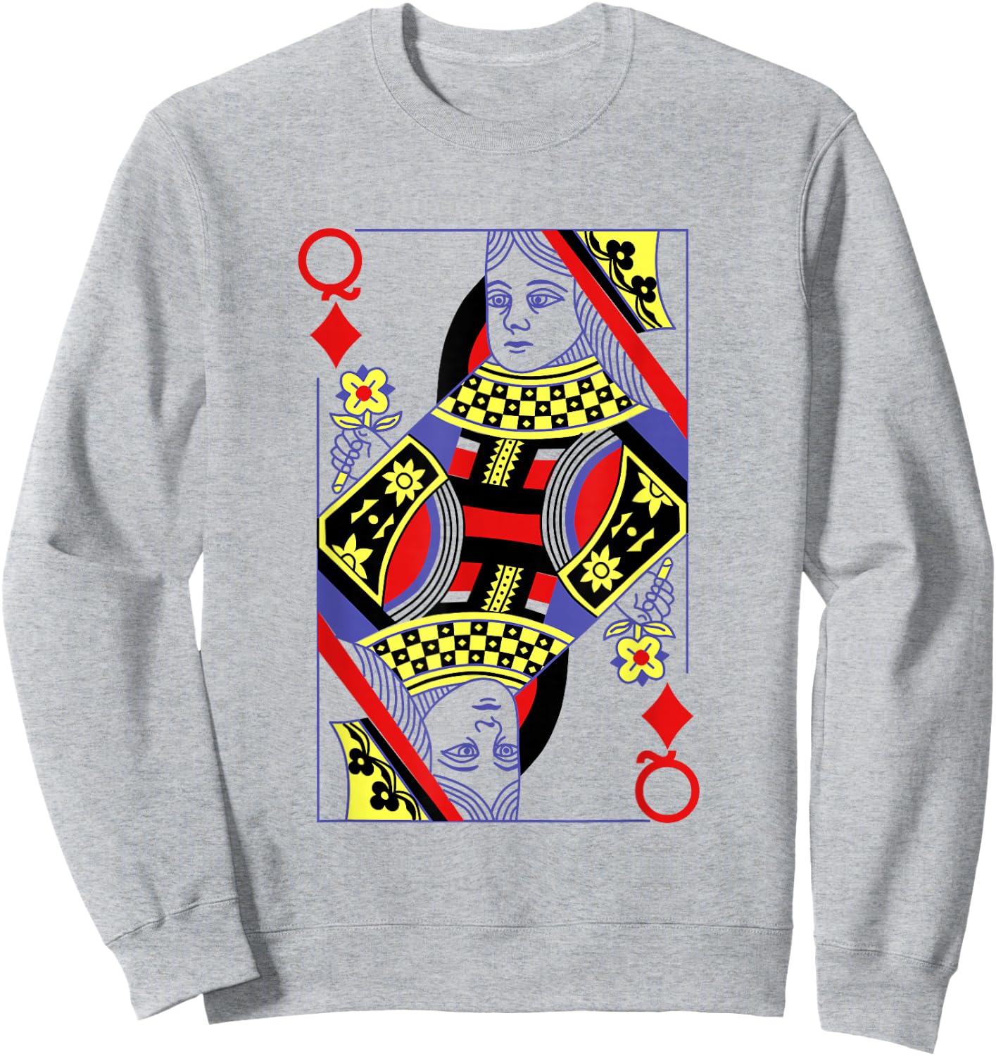 Queen Of Diamonds Deck Of Cards Playing Cards Halloween Sweatshirt - Sweatshirt | Ash