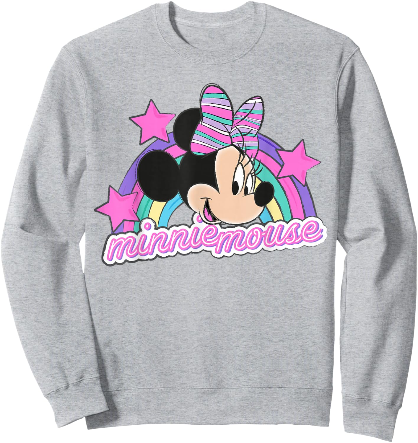 Minnie Mouse - Face with Rainbow and Stars Sweatshirt - Sweatshirt | Ash