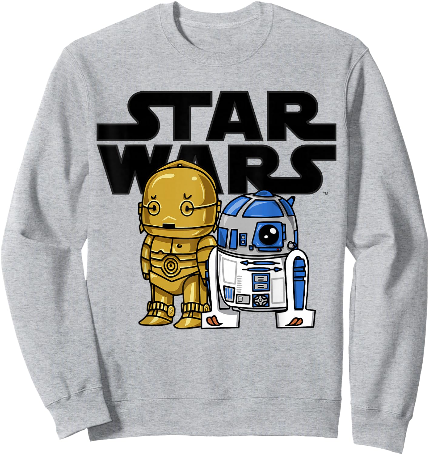 Star Wars Boba R2-D2 and C-3PO Cute Cartoon Graphic Sweatshirt - Sweatshirt | Ash