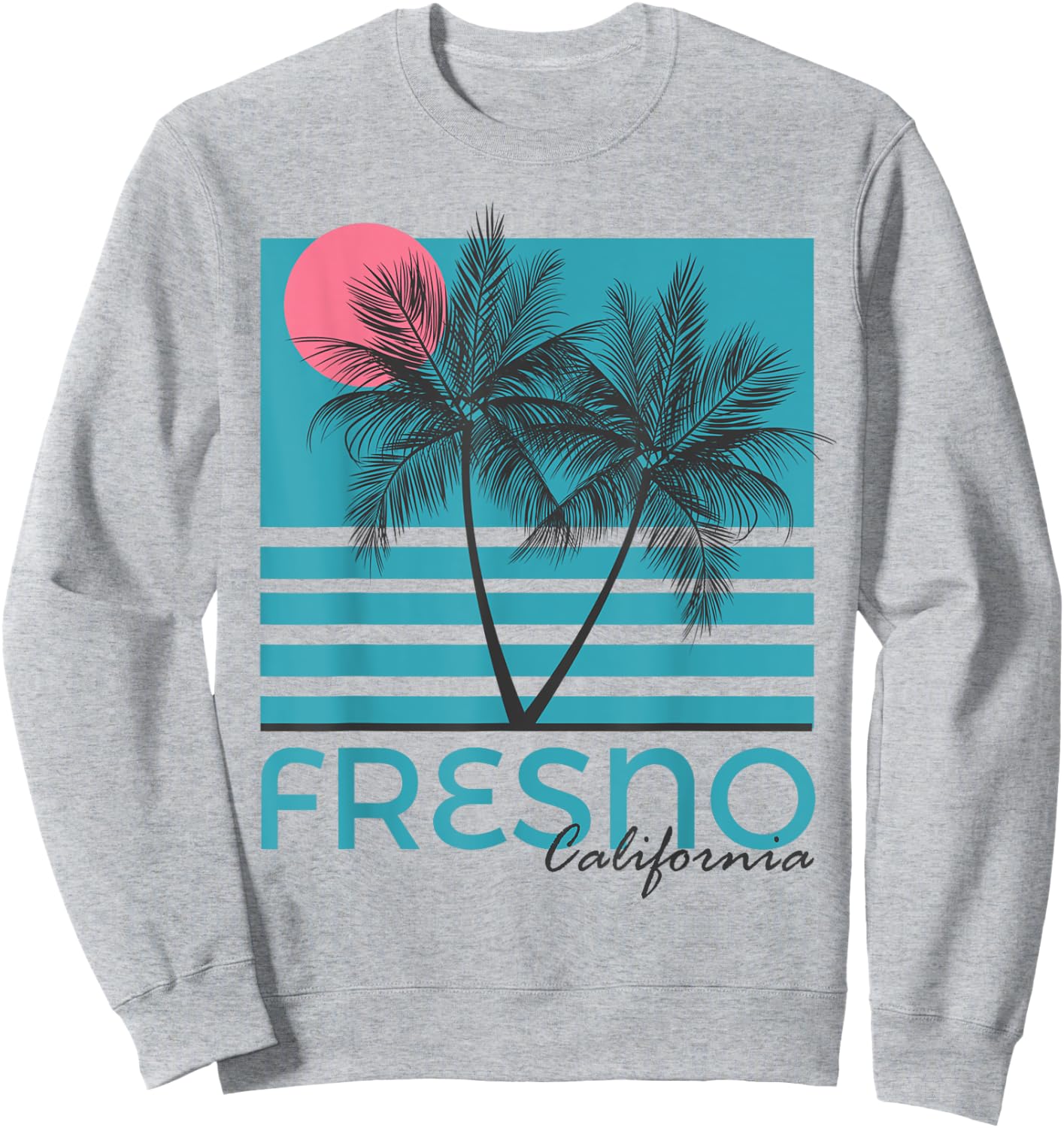 Fresno CA Souvenir California Palm Tree Sweatshirt - Sweatshirt | Ash