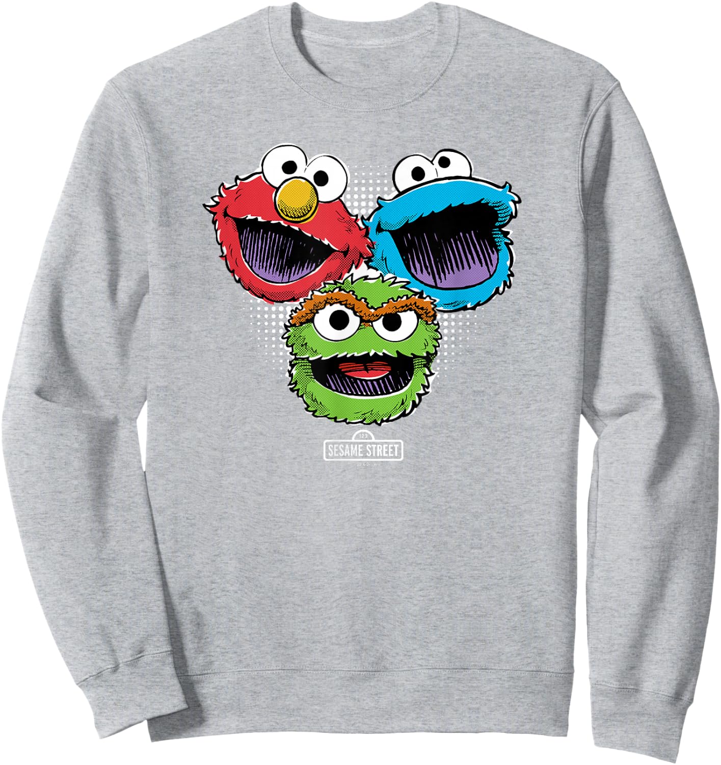 Sesame Street Halftone Heads Sweatshirt - Sweatshirt | Ash