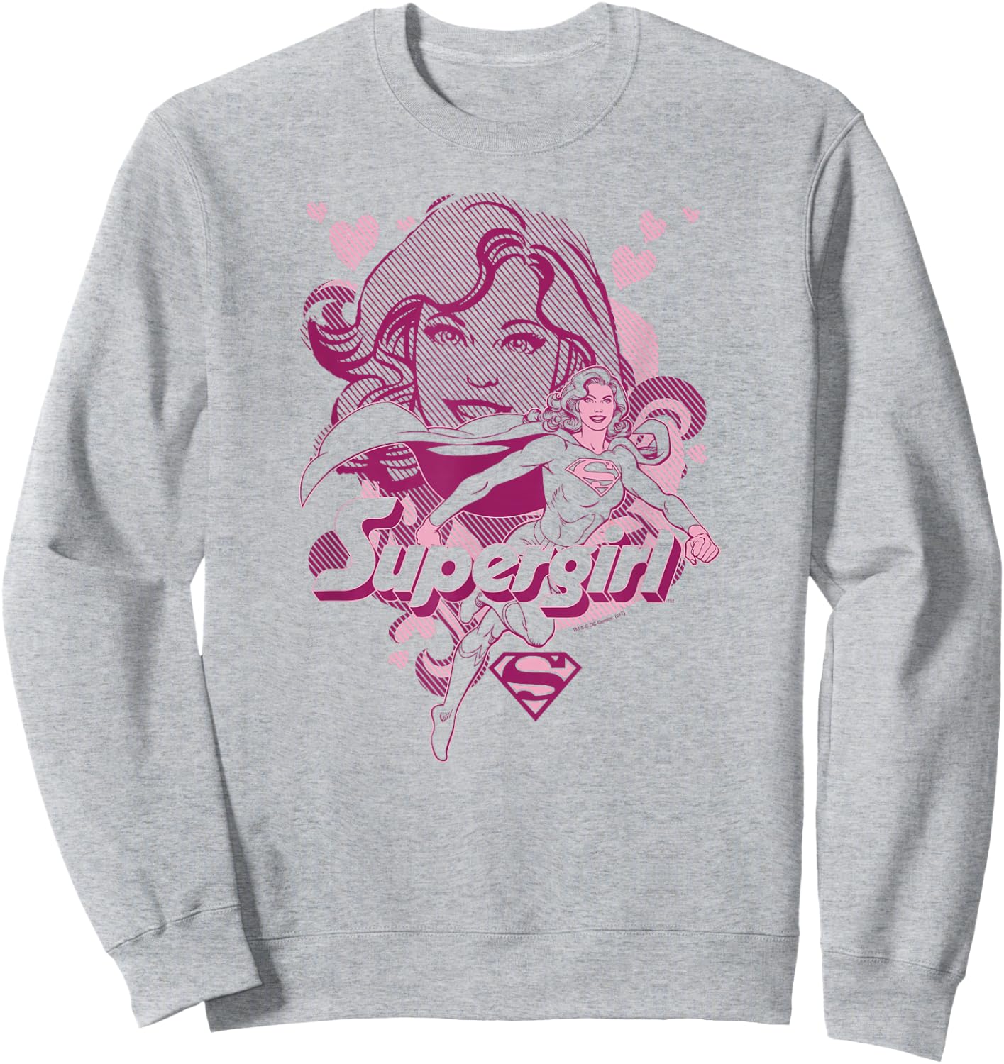 Supergirl Hearts Collage T Shirt Sweatshirt - Sweatshirt | Ash