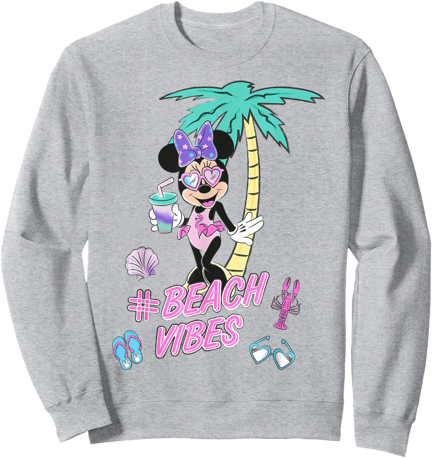 Disney - Minnie Mouse Unicorn Beach Vibes Sweatshirt - Sweatshirt | Ash