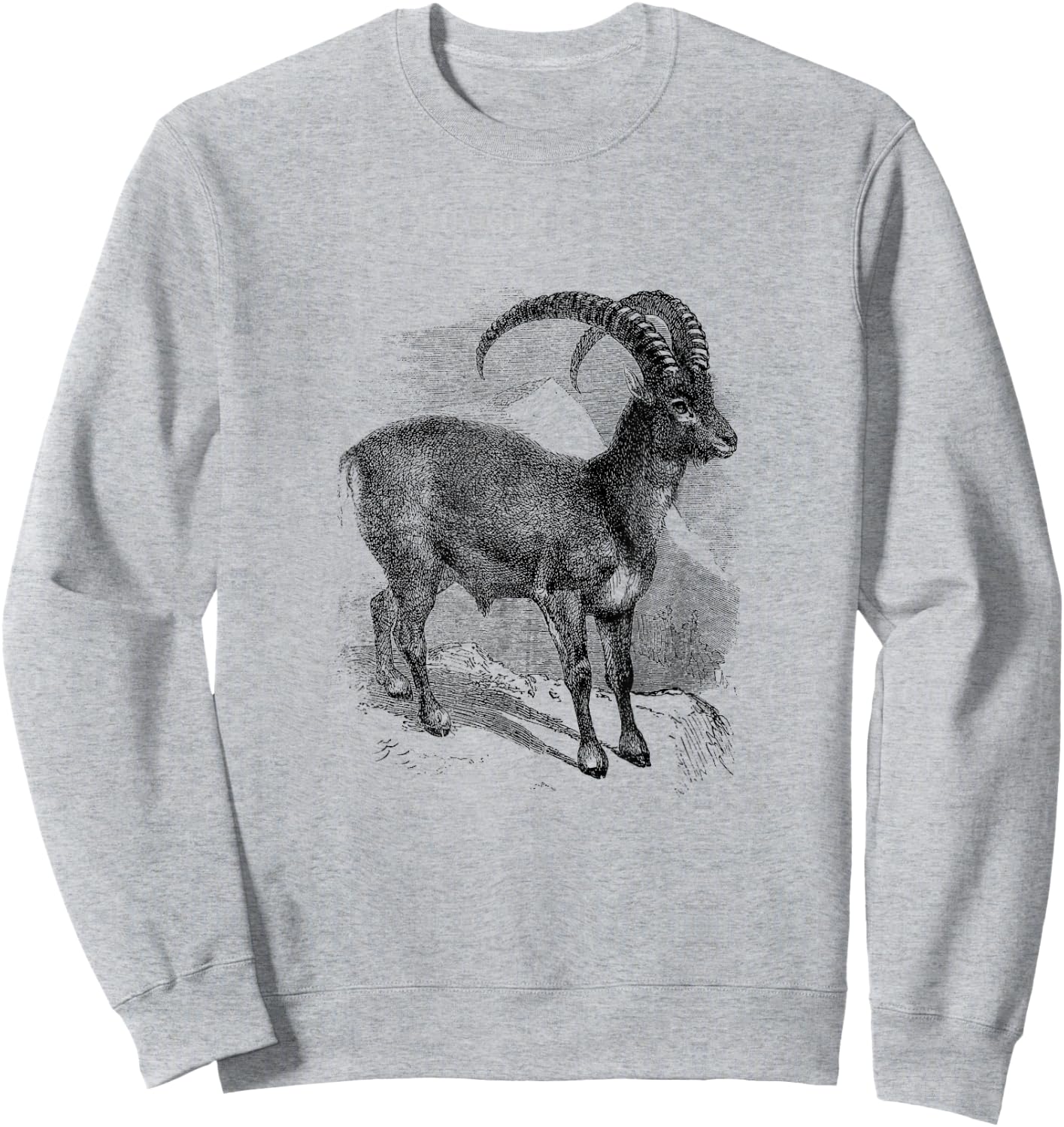 Ibex Mountain Goat Print Sweatshirt - Sweatshirt | Ash