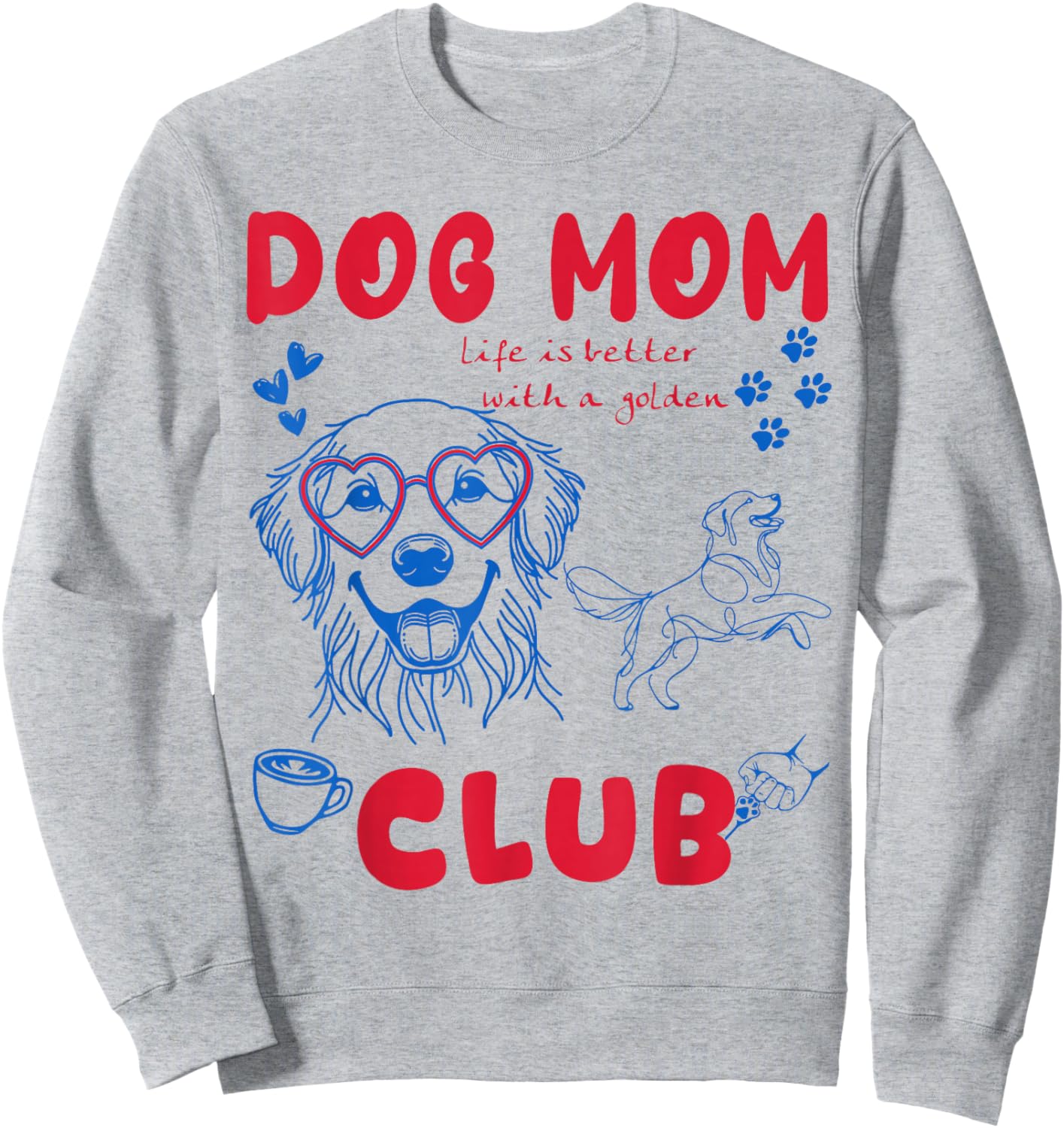 Dog Mom Club Retro Graphic for Golden Retriever Lovers Sweatshirt - Sweatshirt | Ash