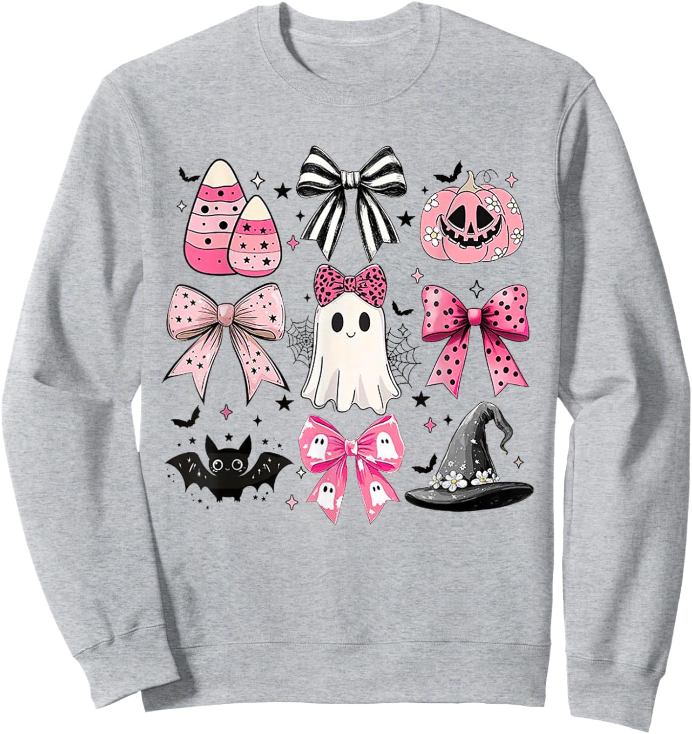Halloween Costume Ghost Boo Funny Coquette Bow Sweatshirt - Sweatshirt | Ash