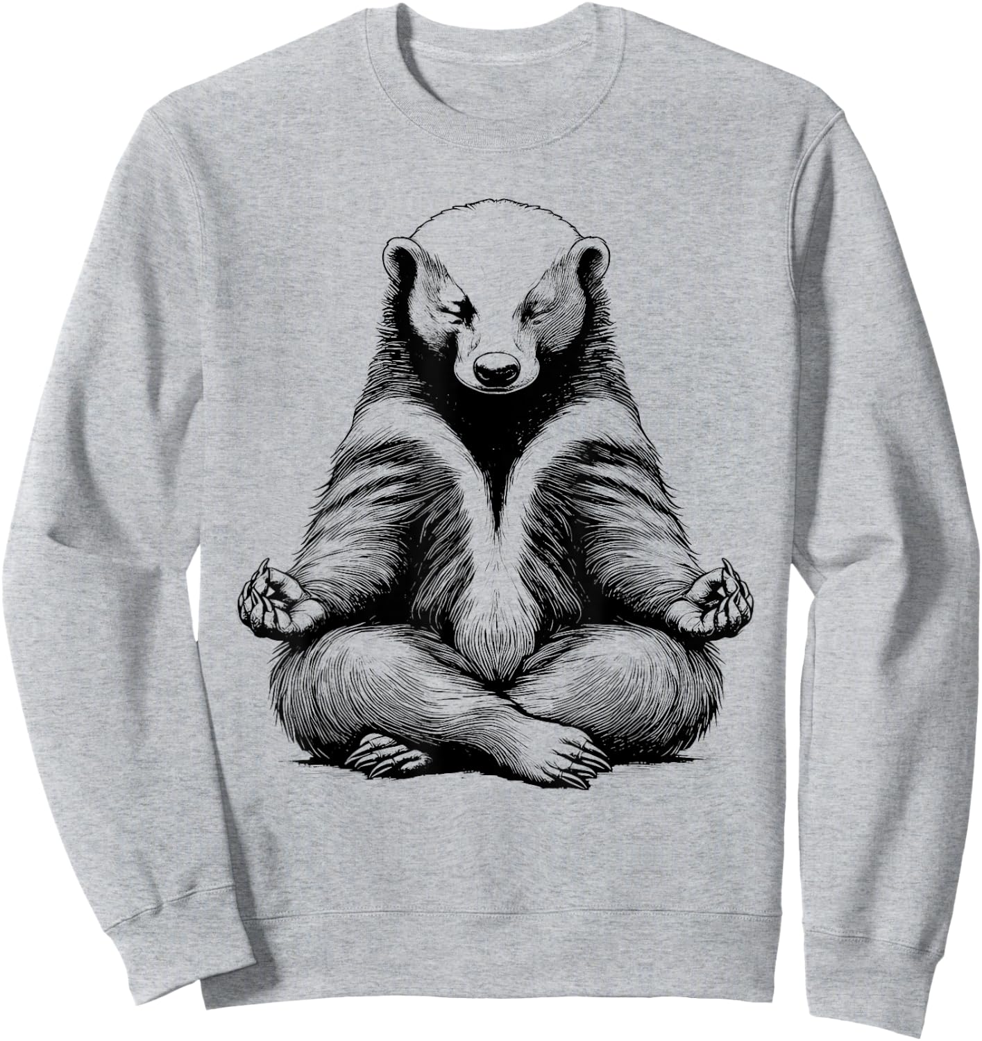 Honey Badger Doing Yoga Funny design Sweatshirt - Sweatshirt | Ash