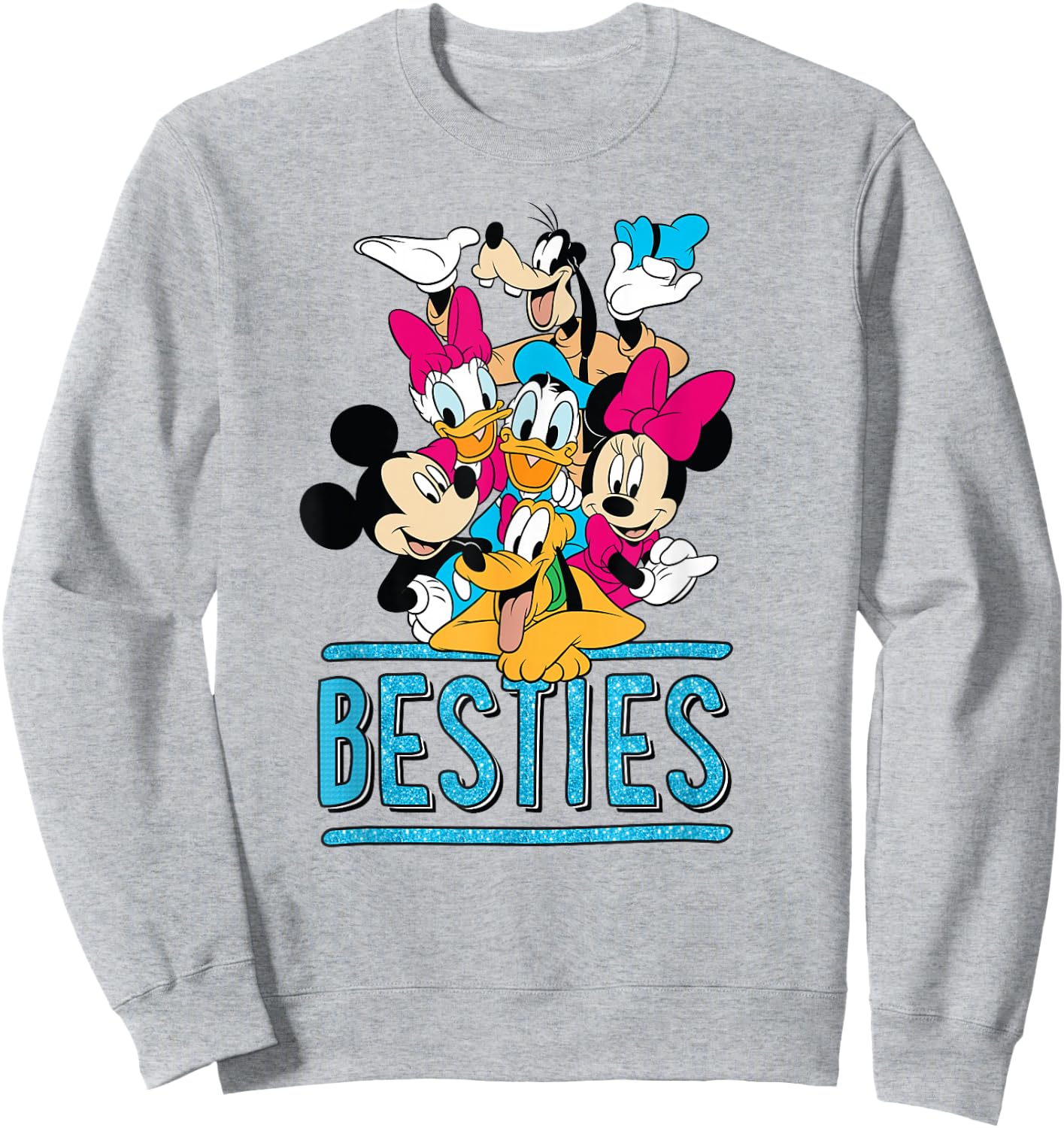 Mickey Minnie Pluto Donald Daisy Goofy Besties Group Sweatshirt - Sweatshirt | Ash