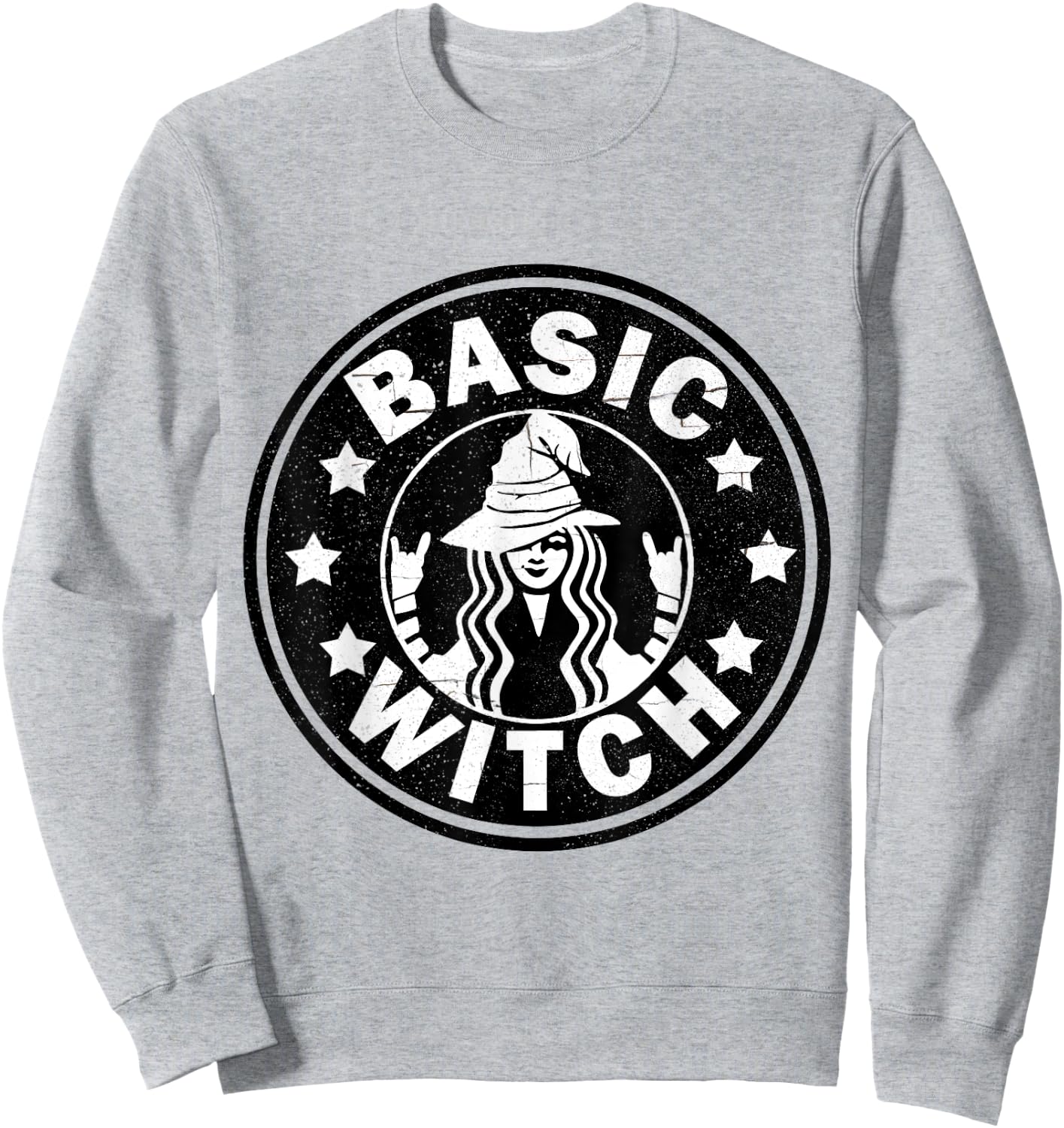 Funny Basic Witch Halloween Distressed Sweatshirt - Sweatshirt | Ash