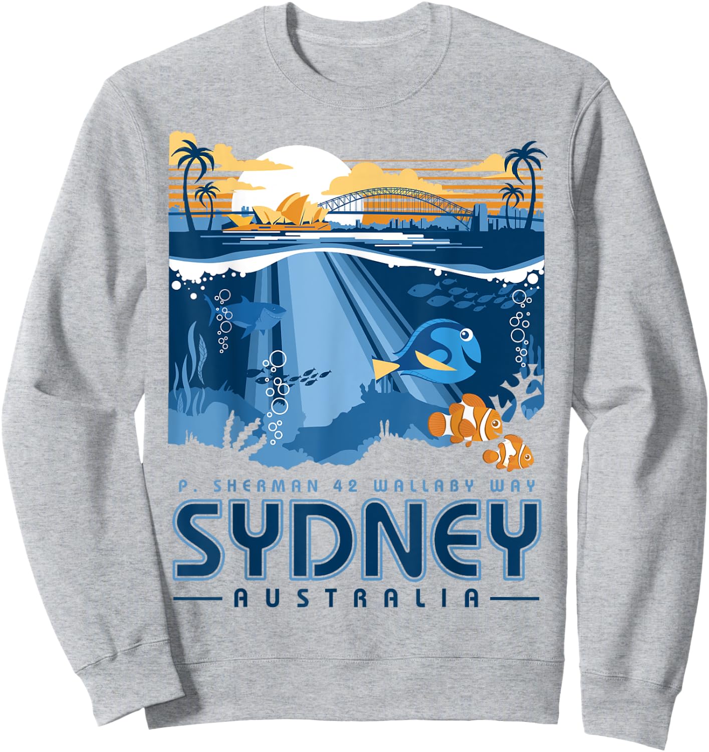 Disney Pixar Finding Nemo Sydney Australia Poster Sweatshirt - Sweatshirt | Ash
