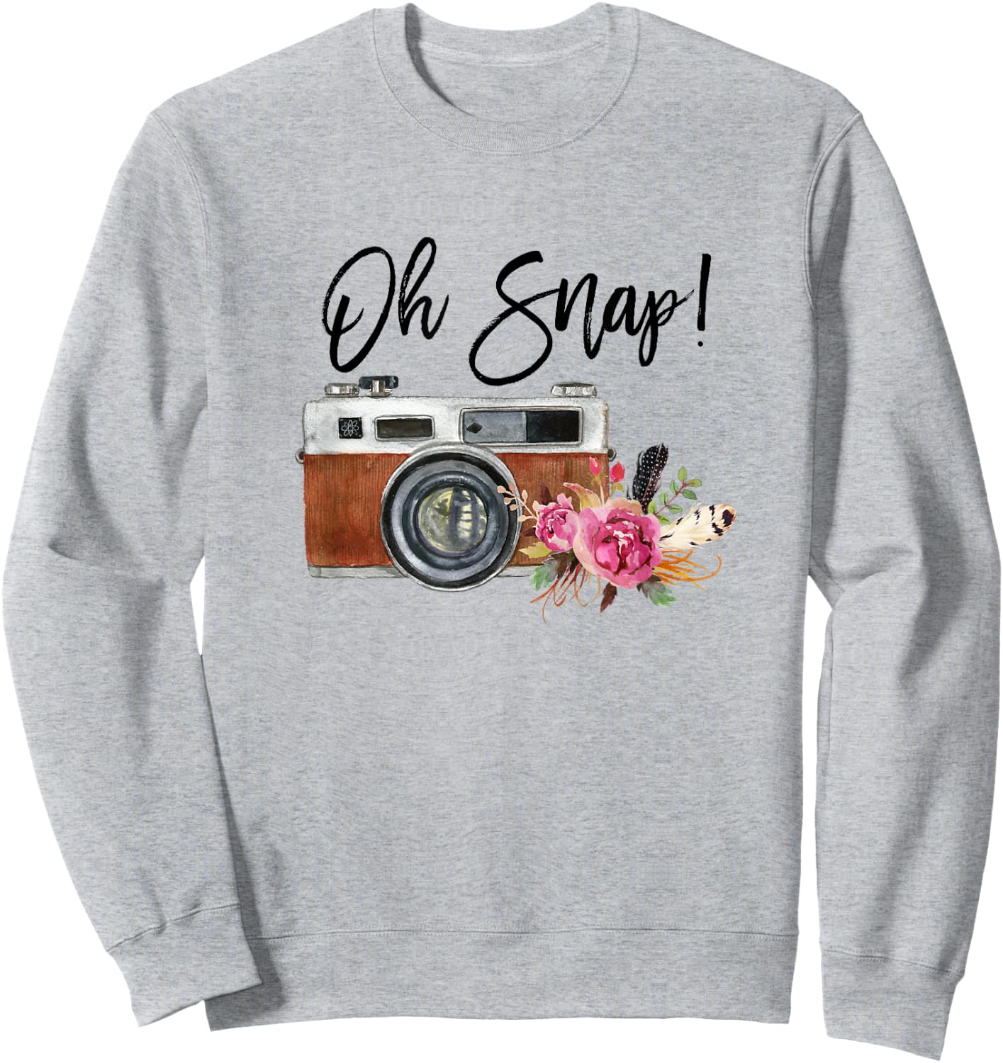 Oh Snap, Watercolor Camera, Girly Photography Sweatshirt - Sweatshirt | Ash