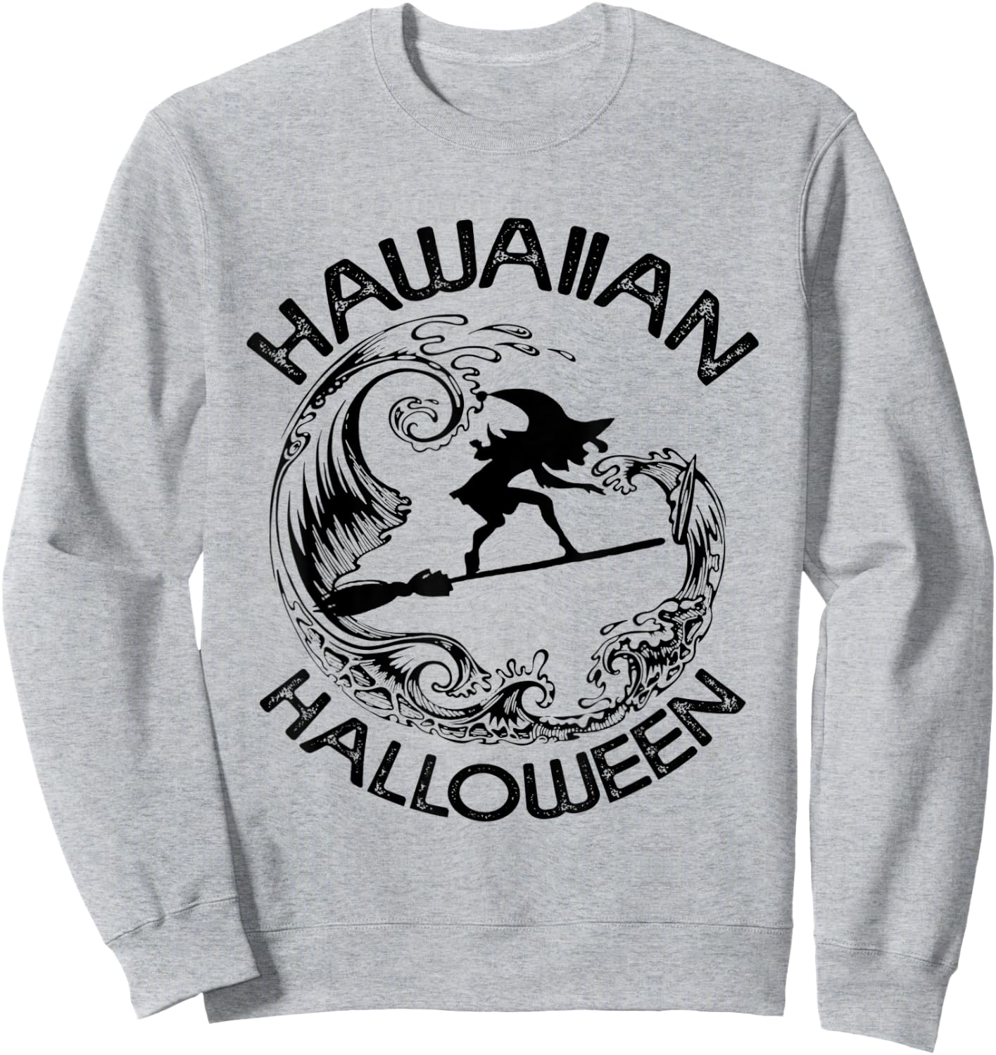 Hawaiian Halloween - Witch Surf Surfing on Waves Sweatshirt - Sweatshirt | Ash