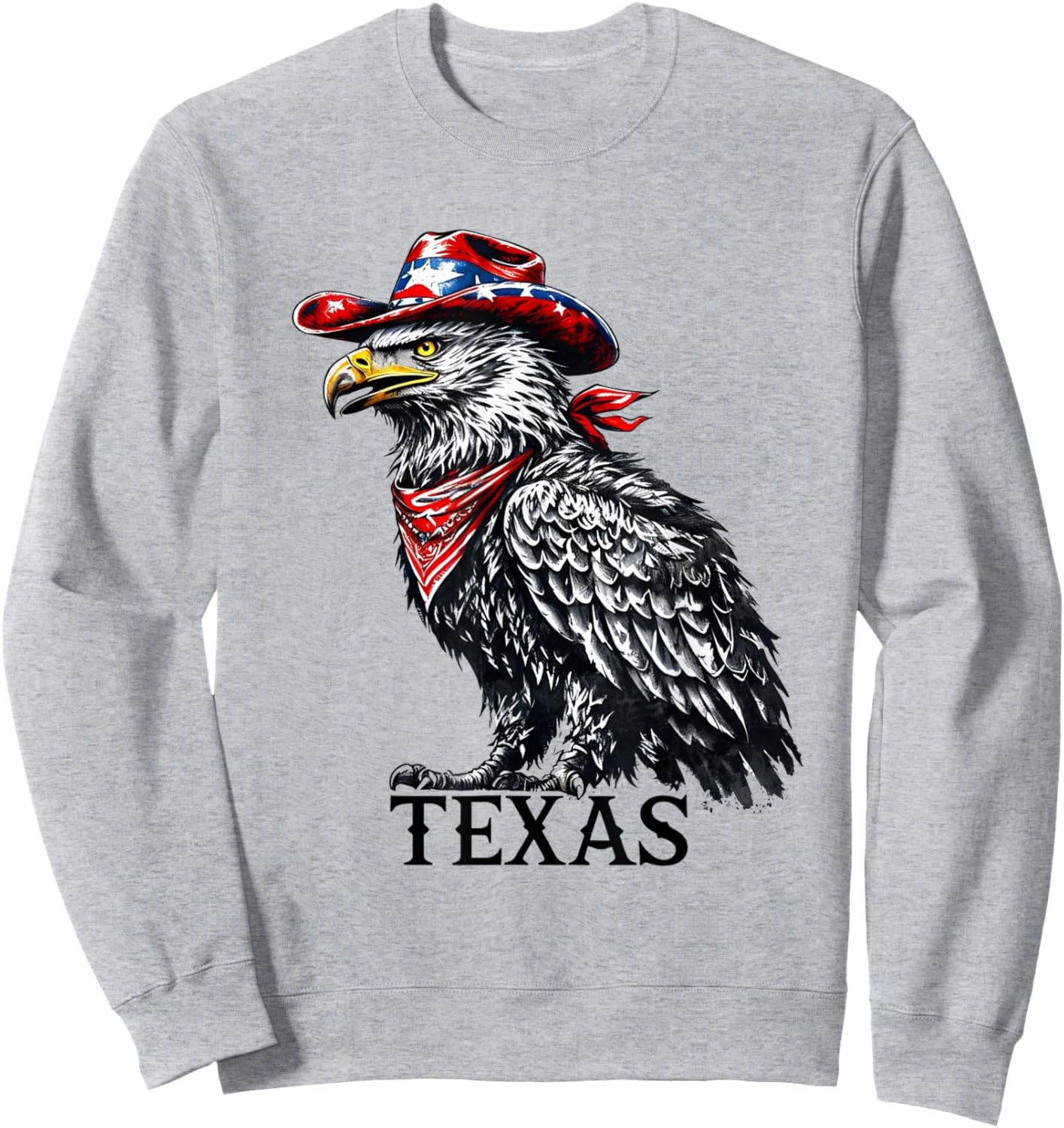 Texas Eagle American Patriotic Cowboy Hat Western Graphic Sweatshirt - Sweatshirt | Ash