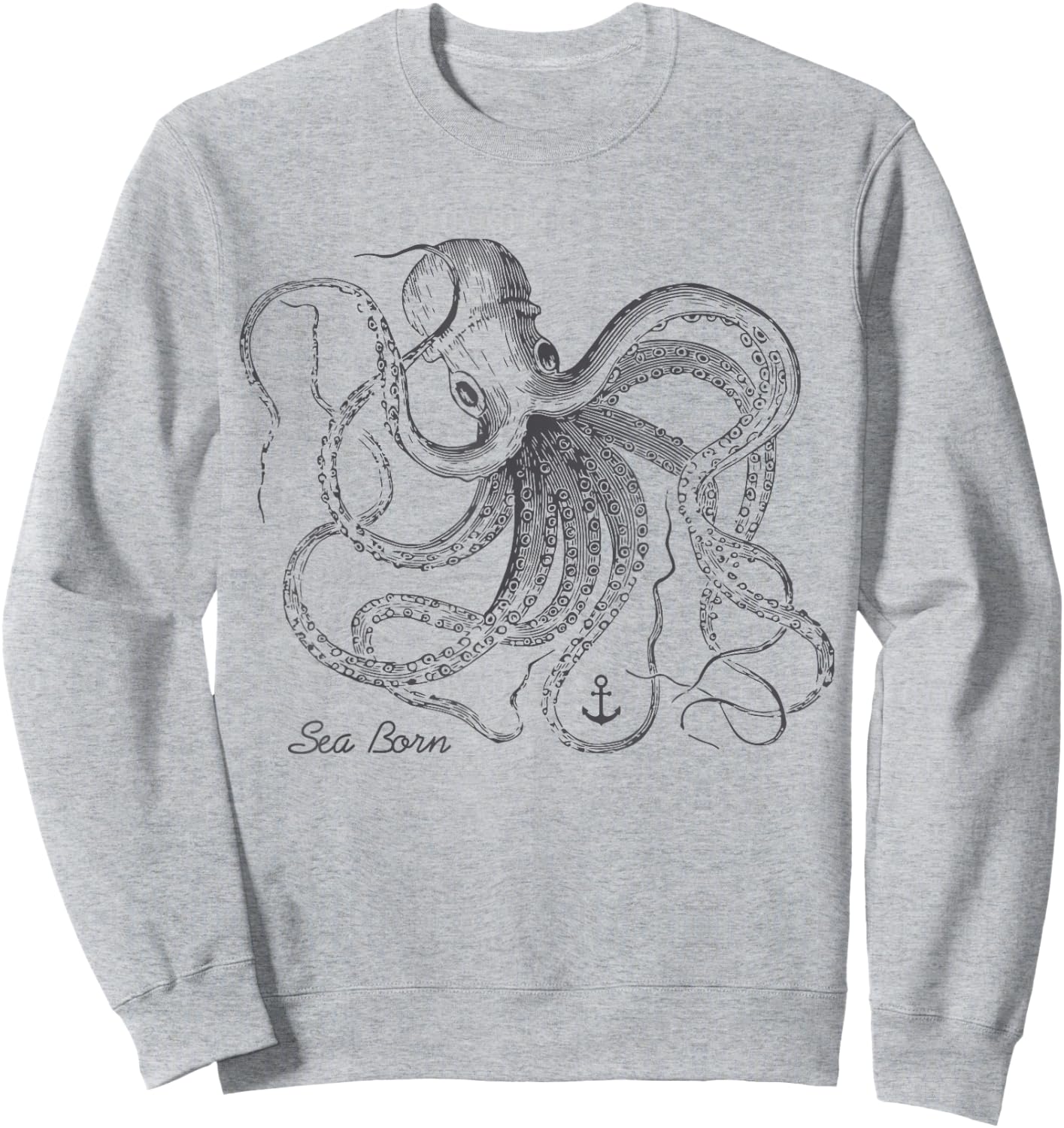 Vintage Black Octopus Marine Biologist Ocean Sea Life Sweatshirt - Sweatshirt | Ash