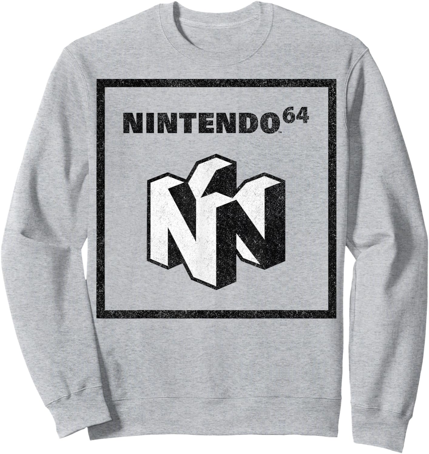 Nintendo 64 Logo Black & White Element Graphic Sweatshirt - Sweatshirt | Ash