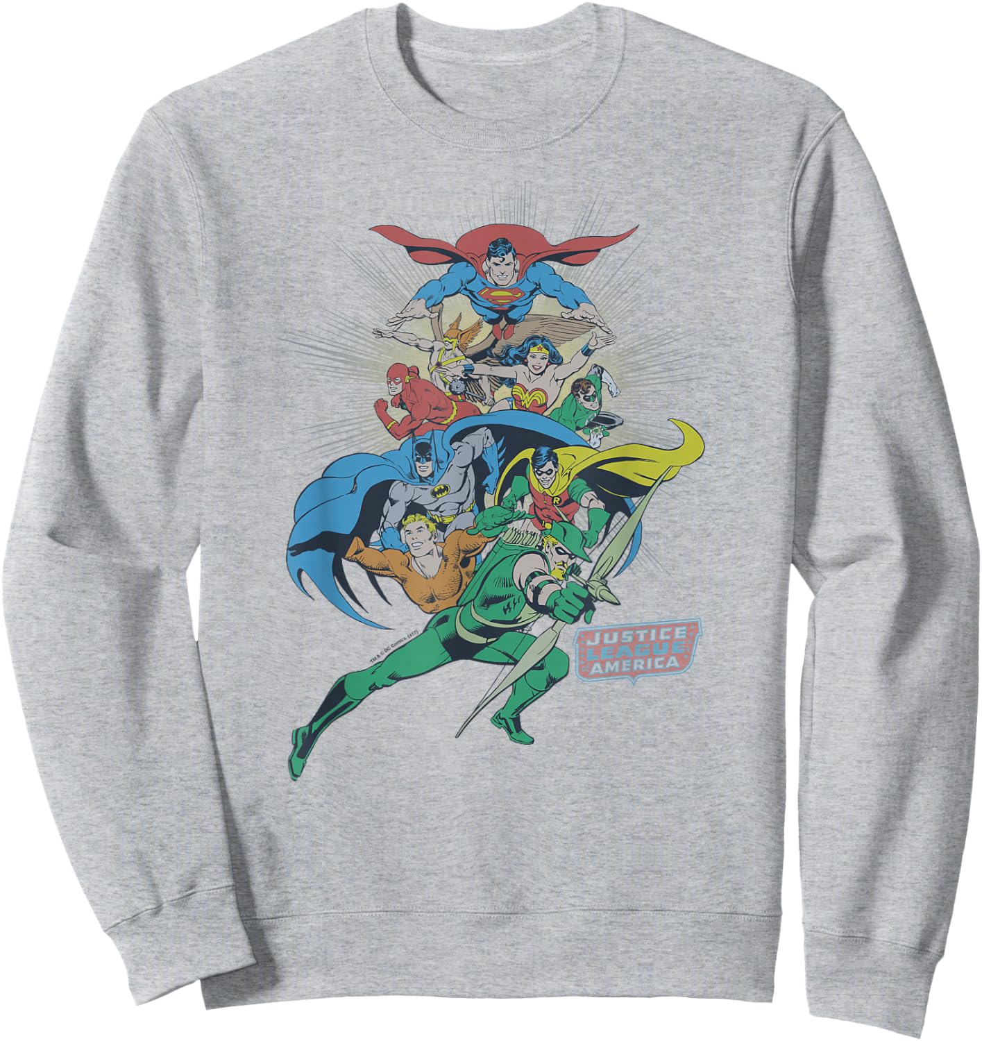 DC Comics Justice League In League , Women, Adult, Grey, Small, Short Sleeve Sweatshirt - Sweatshirt | Ash