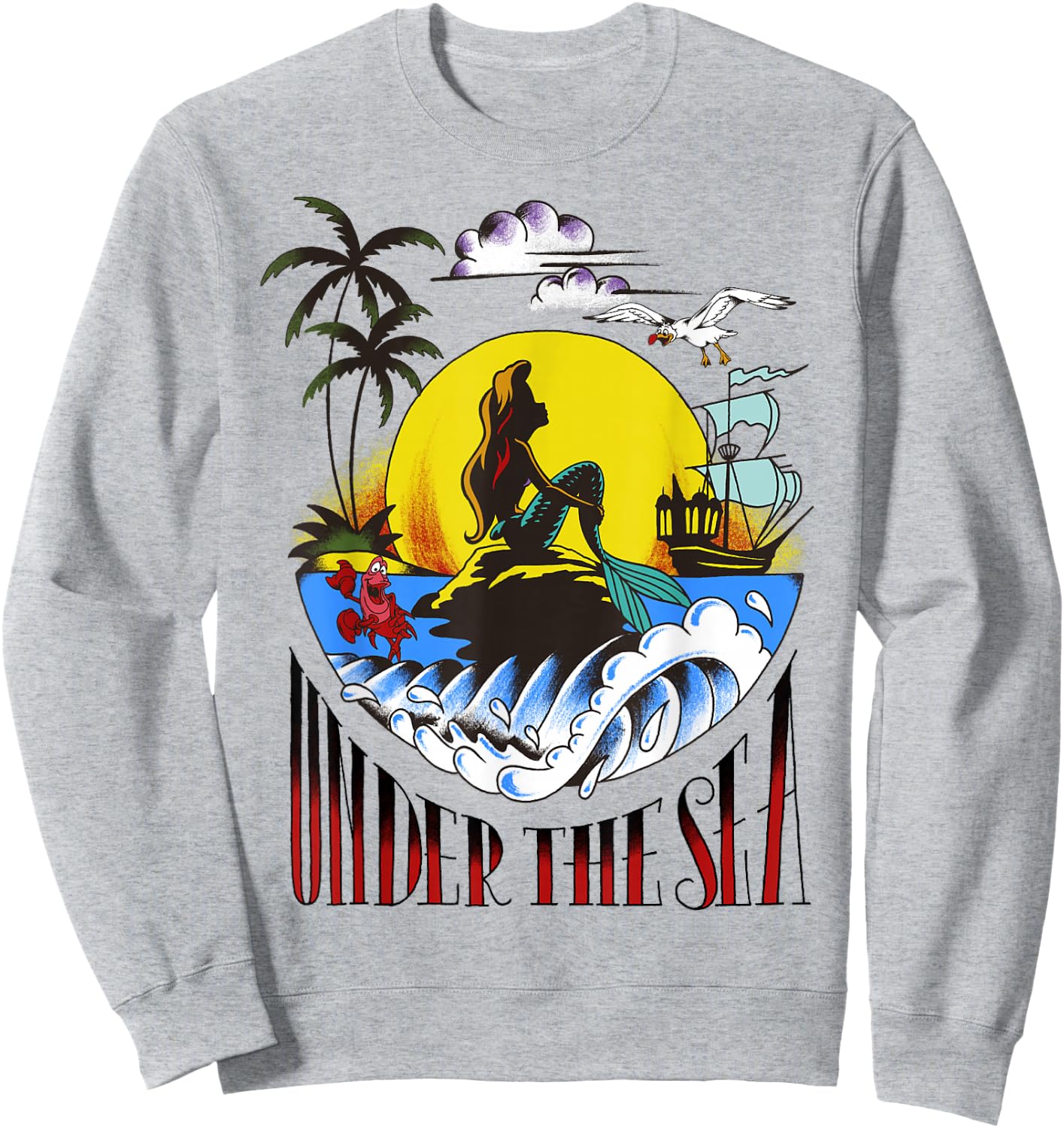 Disney Little Mermaid Ariel Under The Sea Vintage Tattoo Sweatshirt - Sweatshirt | Ash